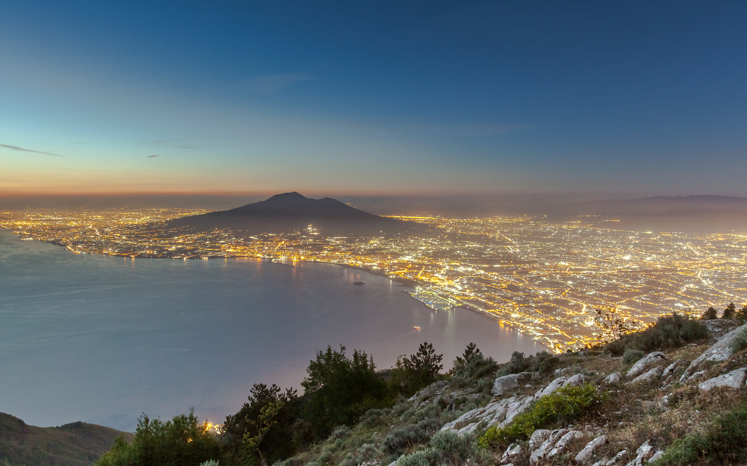 Vesuvius in silhouettes and Gulf of Sorrento