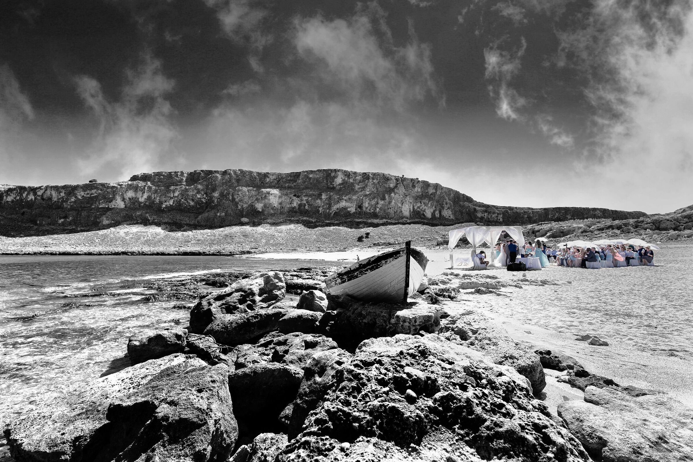 matrimonio  in spiaggia Lindos Grecia fotopittura