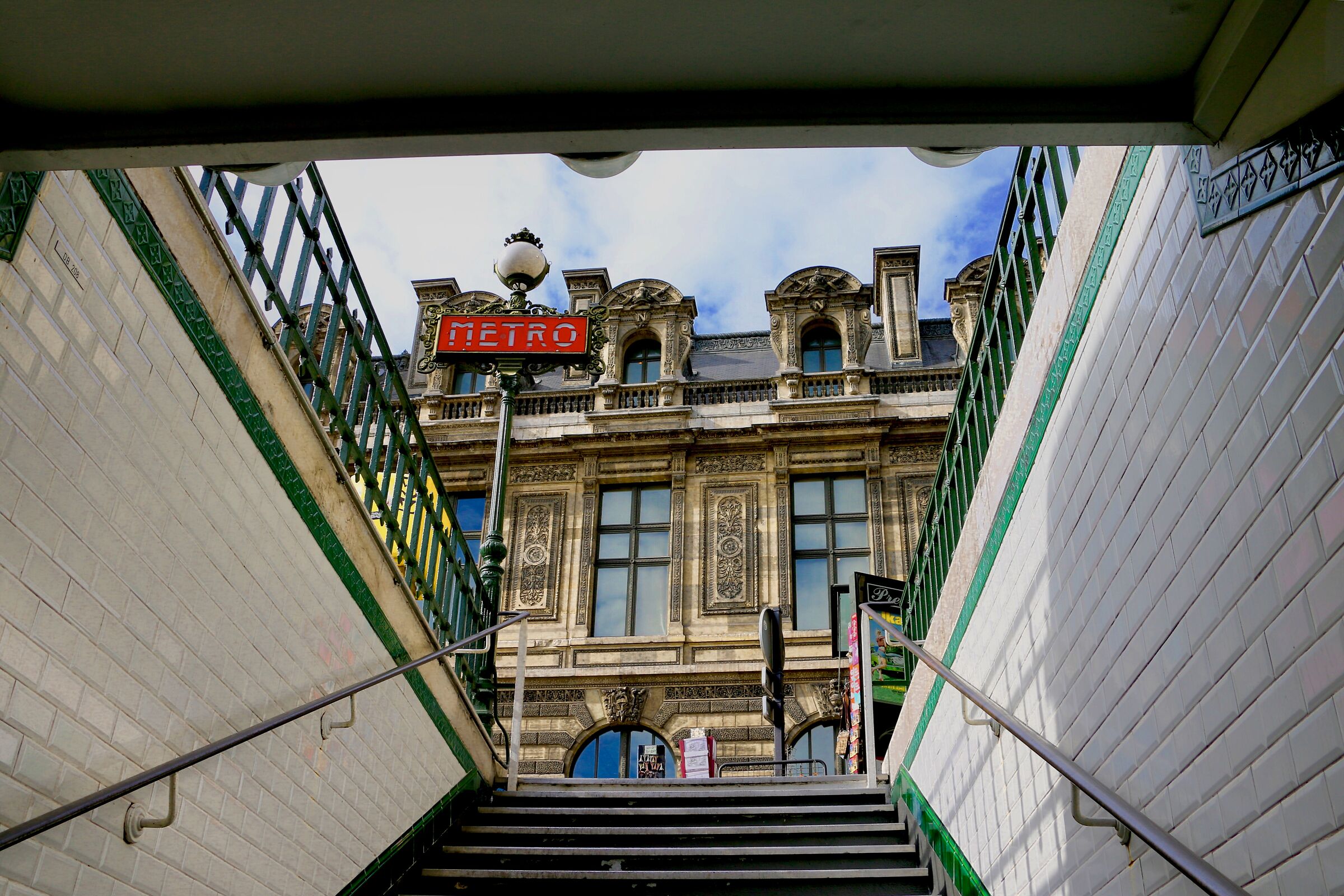 The Métro exit.