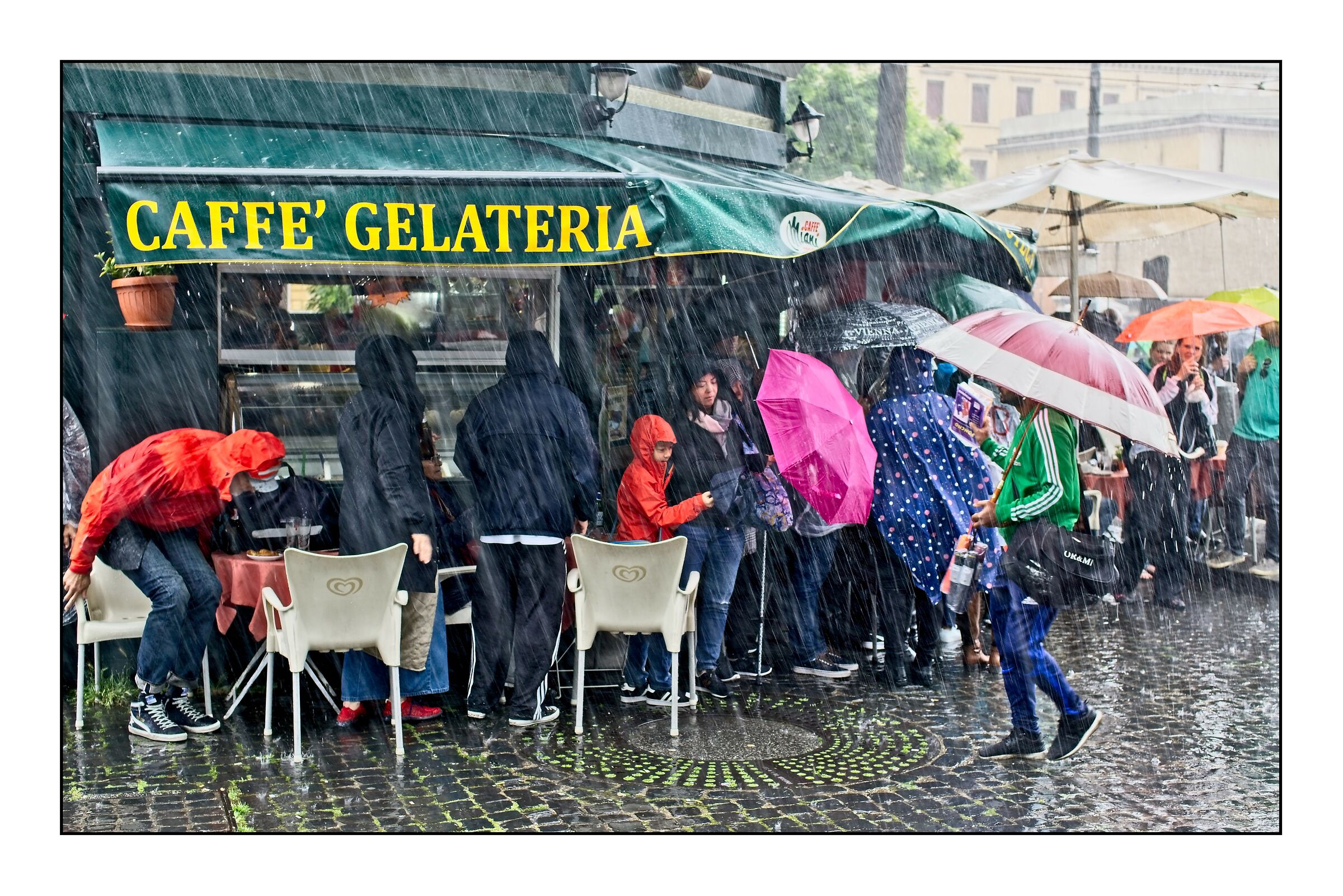 Thunderstorm on tourists