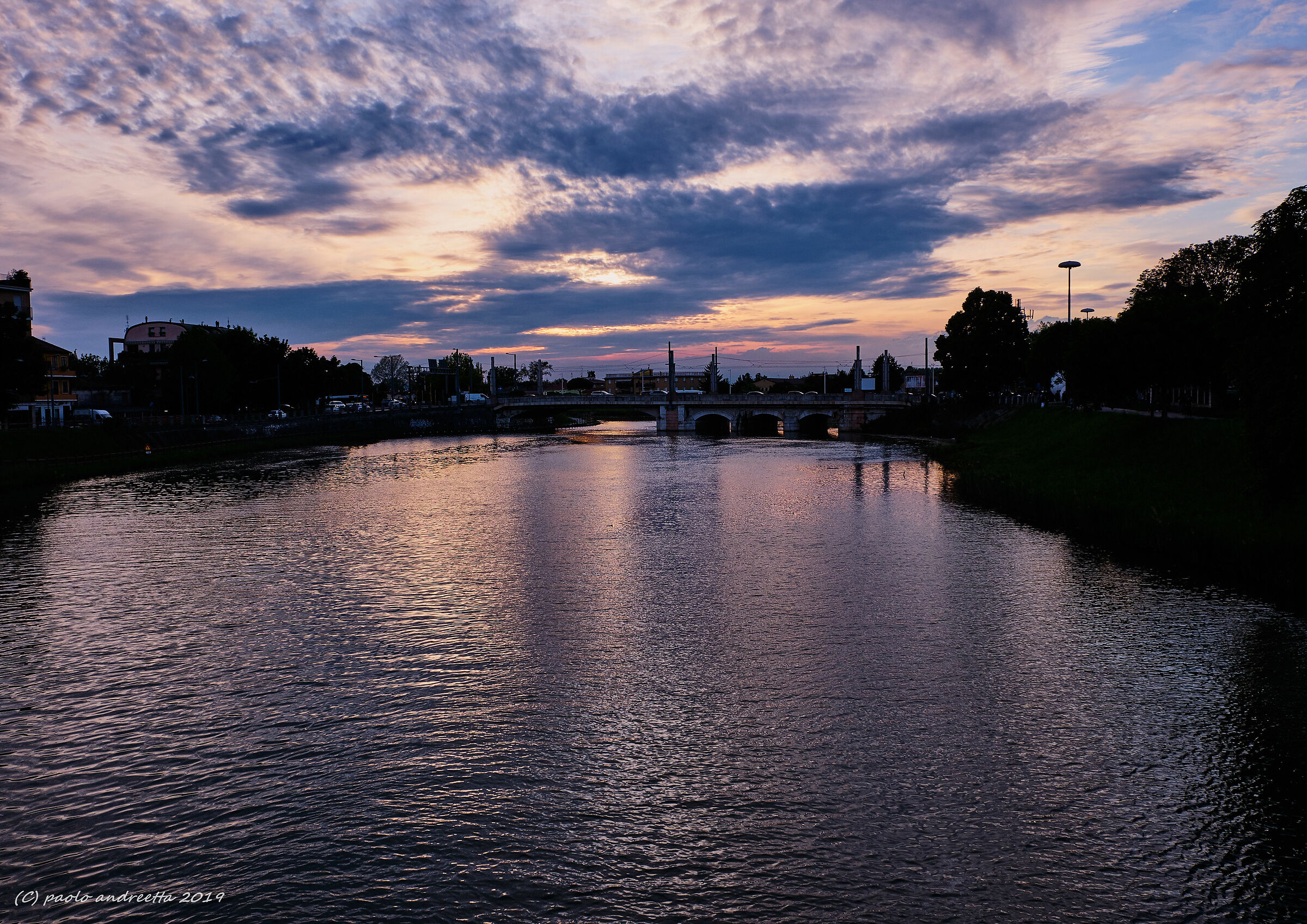 Evening falls on the river