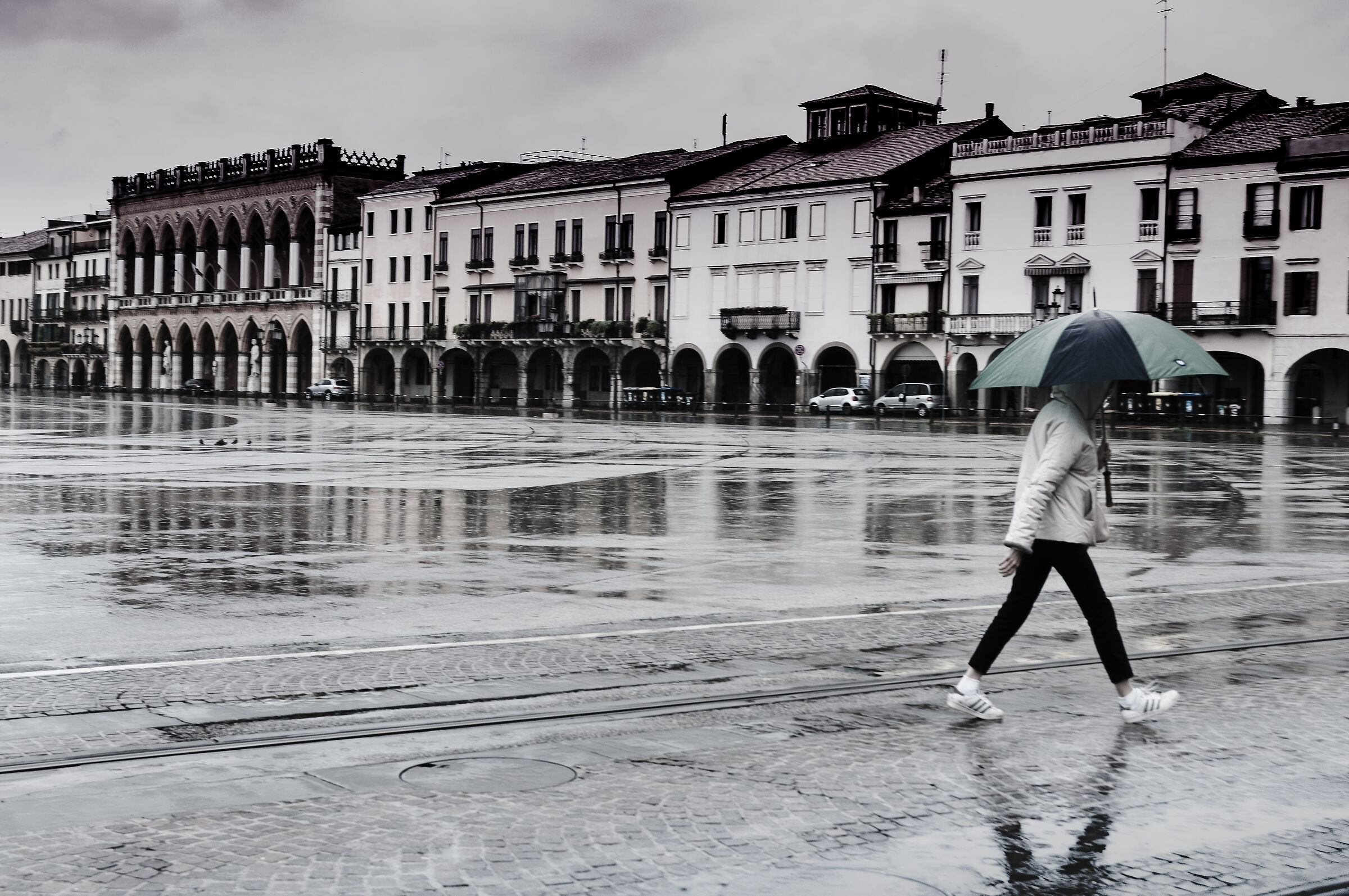 Two steps in the rain