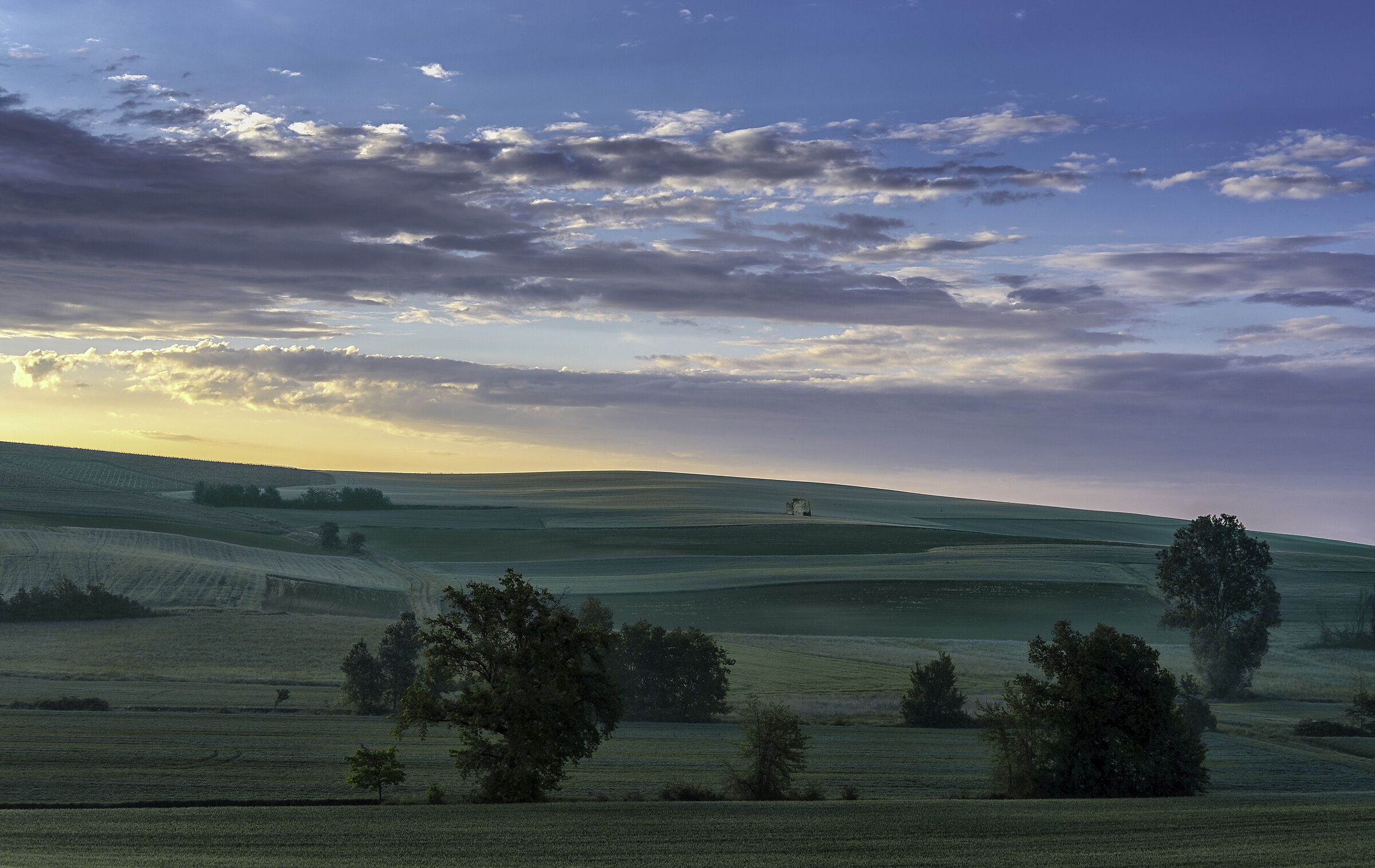 The sun is ticking from the hill