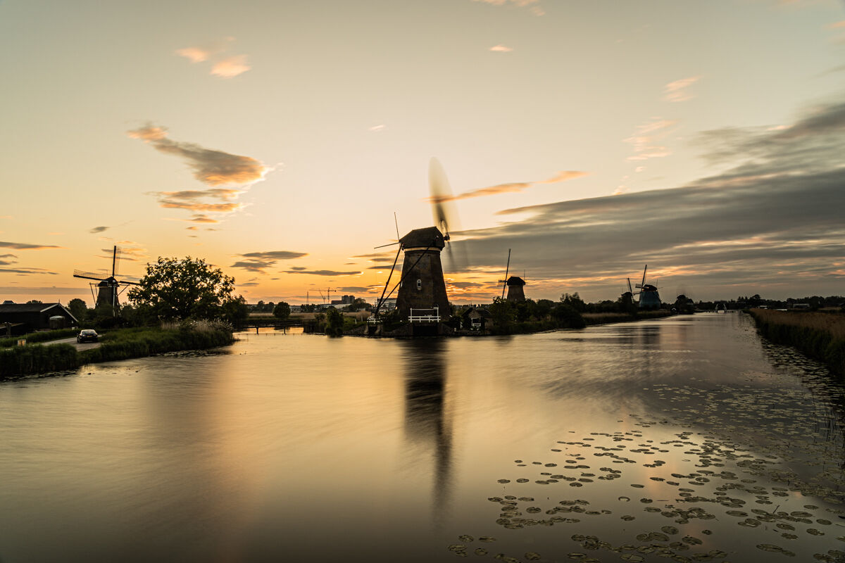 Blowing the wind at sunset