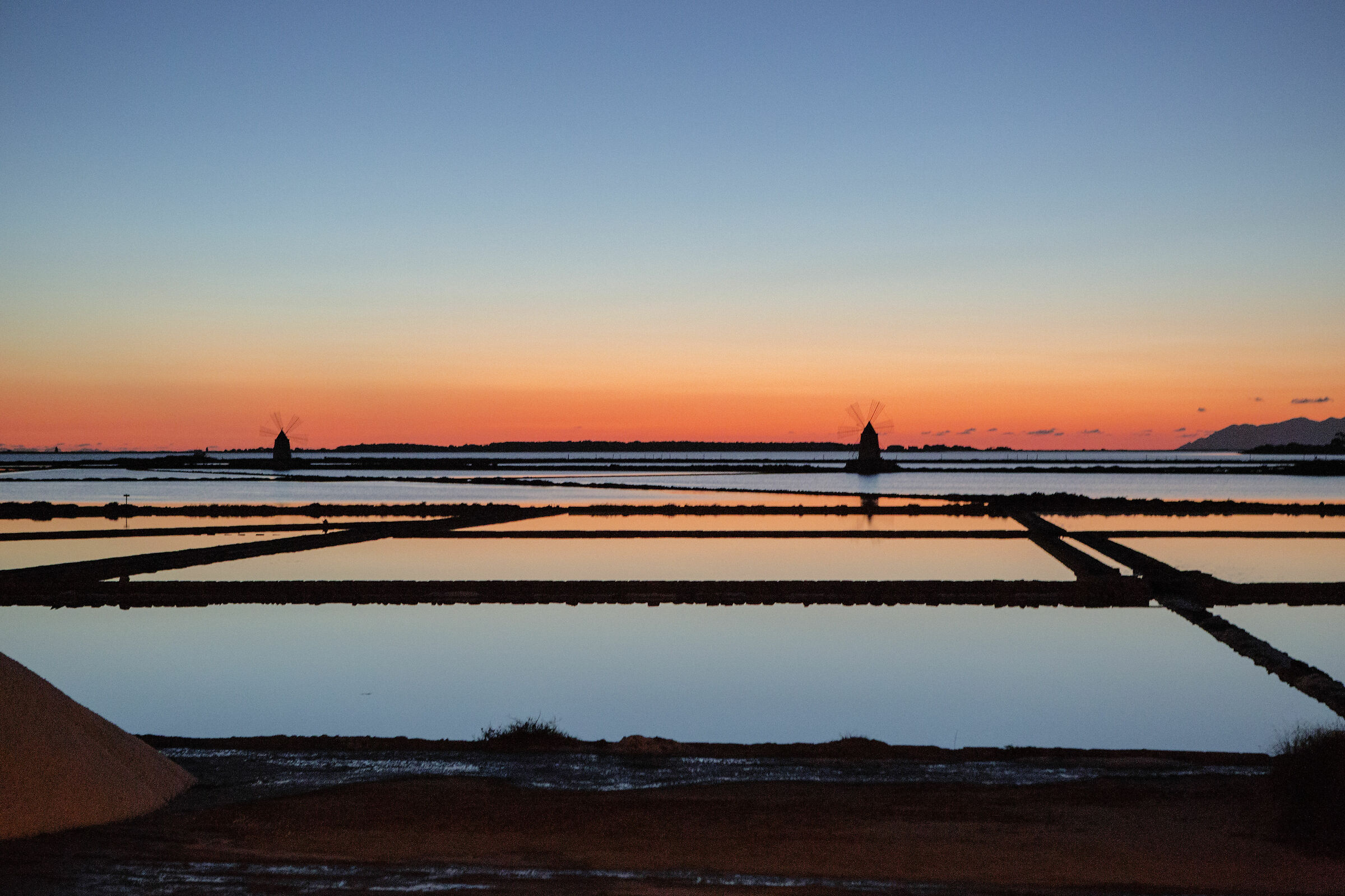 tramonto alle saline di Marsala