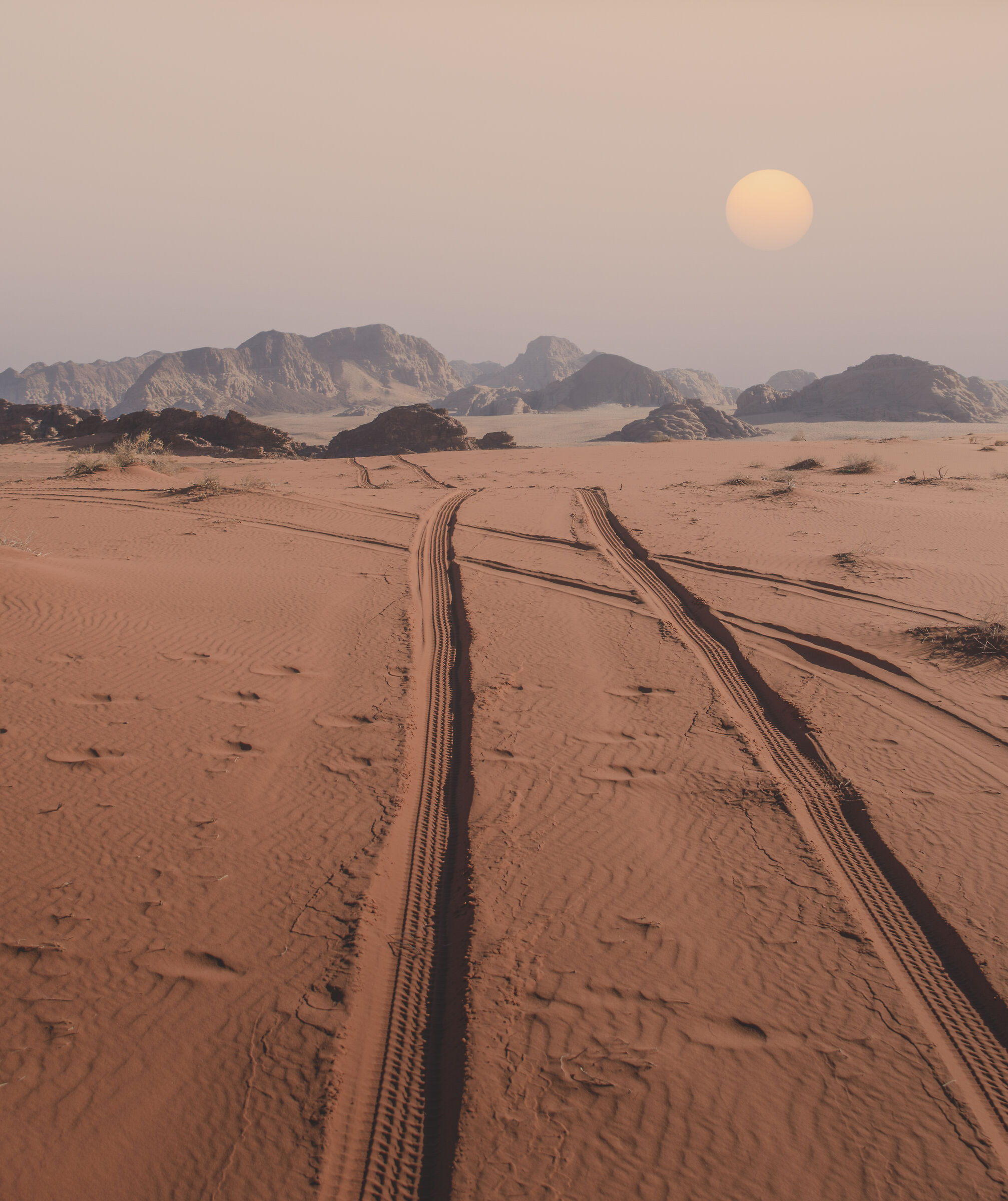 Deserto del Wadi Rum al tramonto