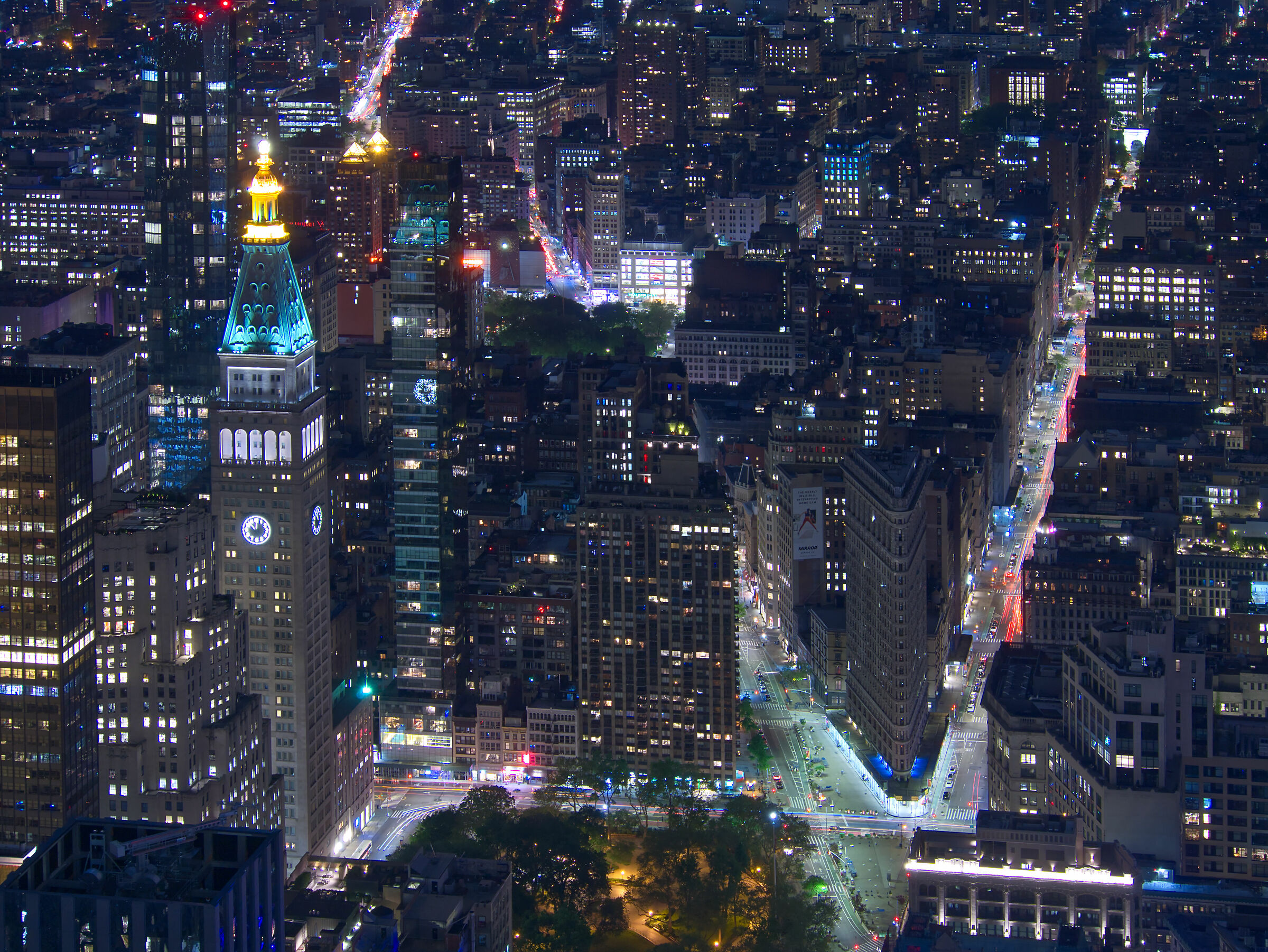 Flatiron Building e Madison Square Park dall'alto