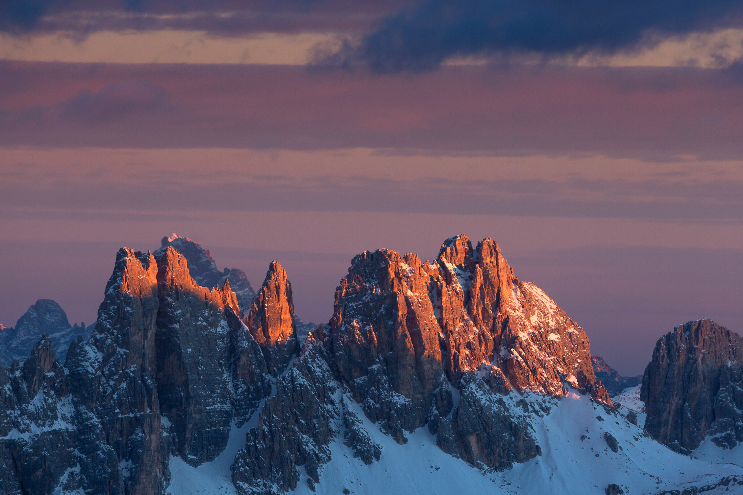 Sunset over the ridges of the Croda
