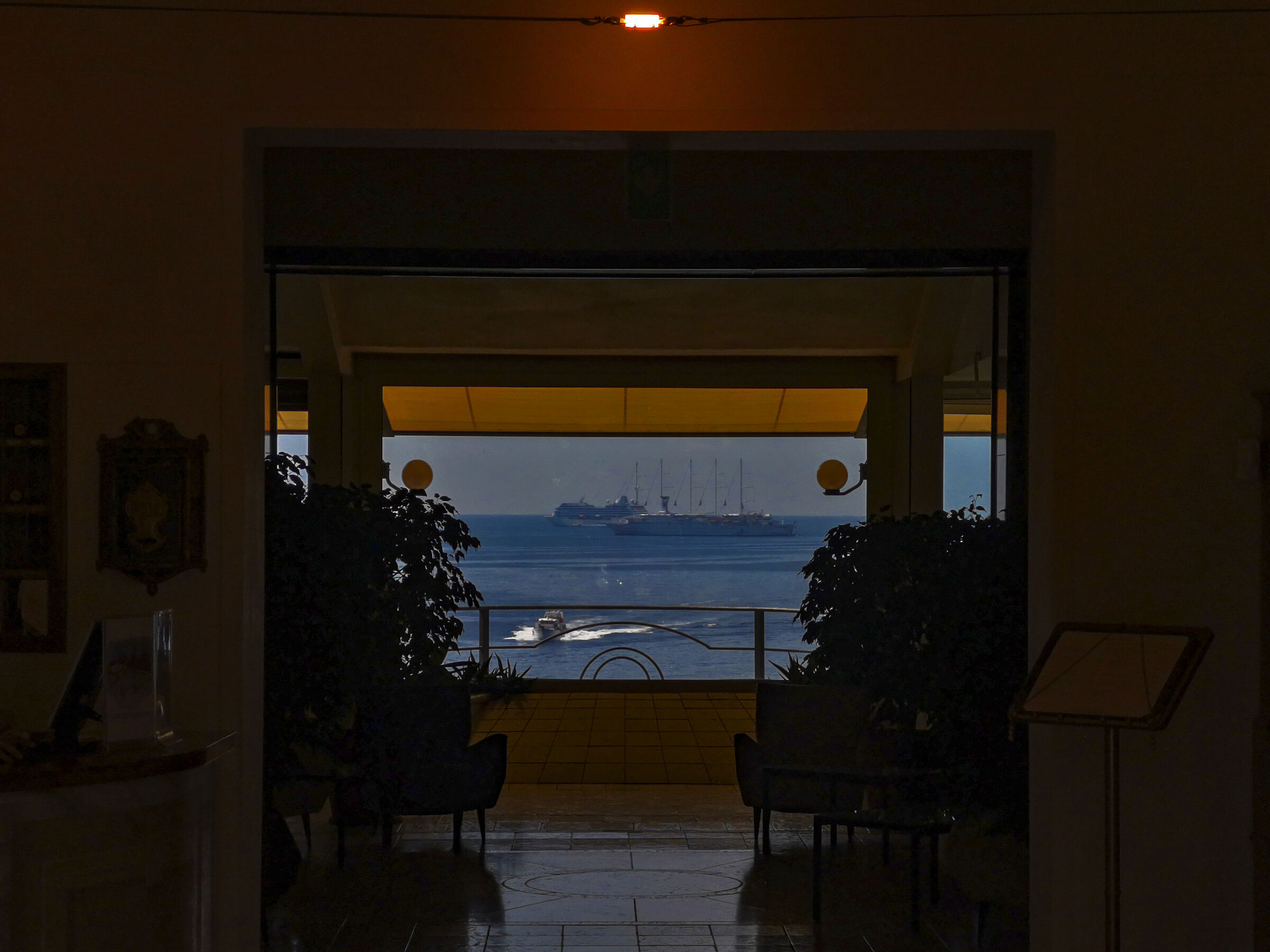 Directly at the front desk