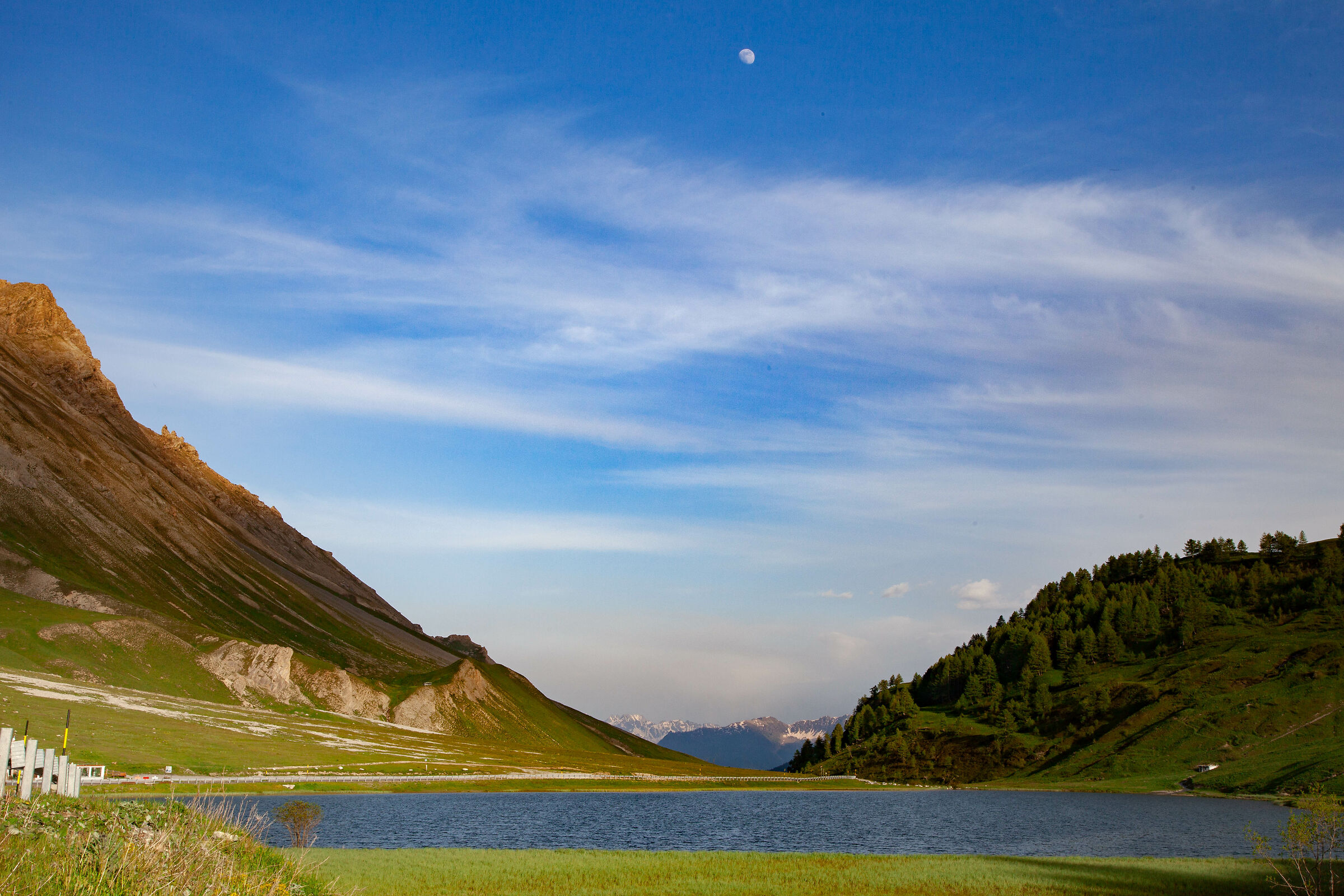 moon and lake, maira valley