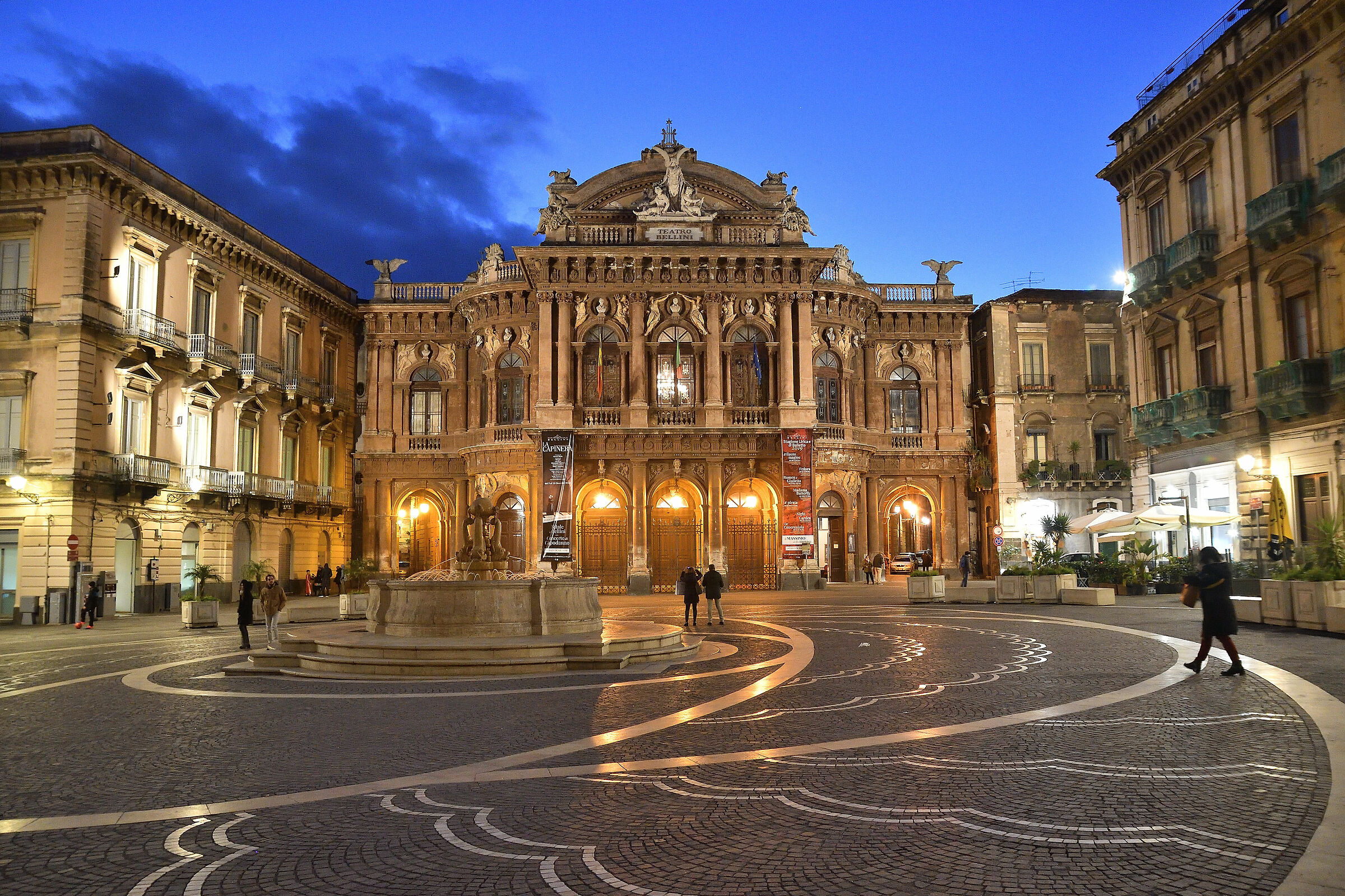 Blue hour on the Bellini Theatre