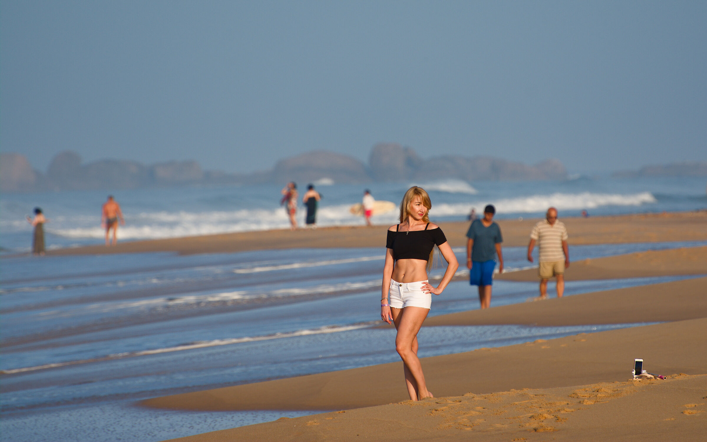 selfie sulla costa dell'oceano
