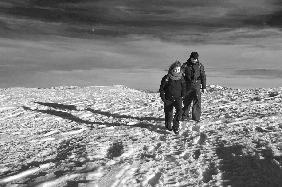 Hiking in the snow