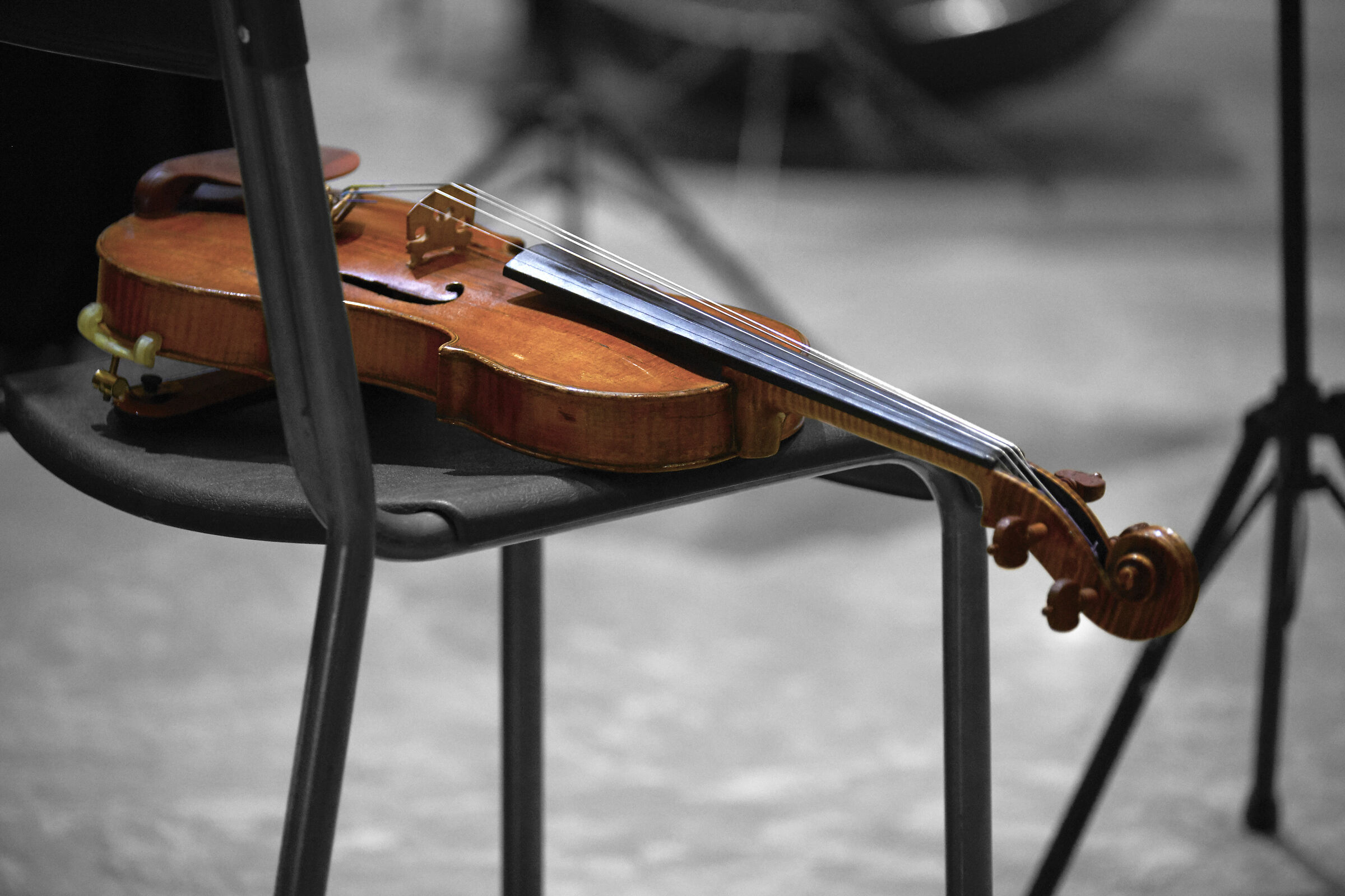 Violin is on the chair