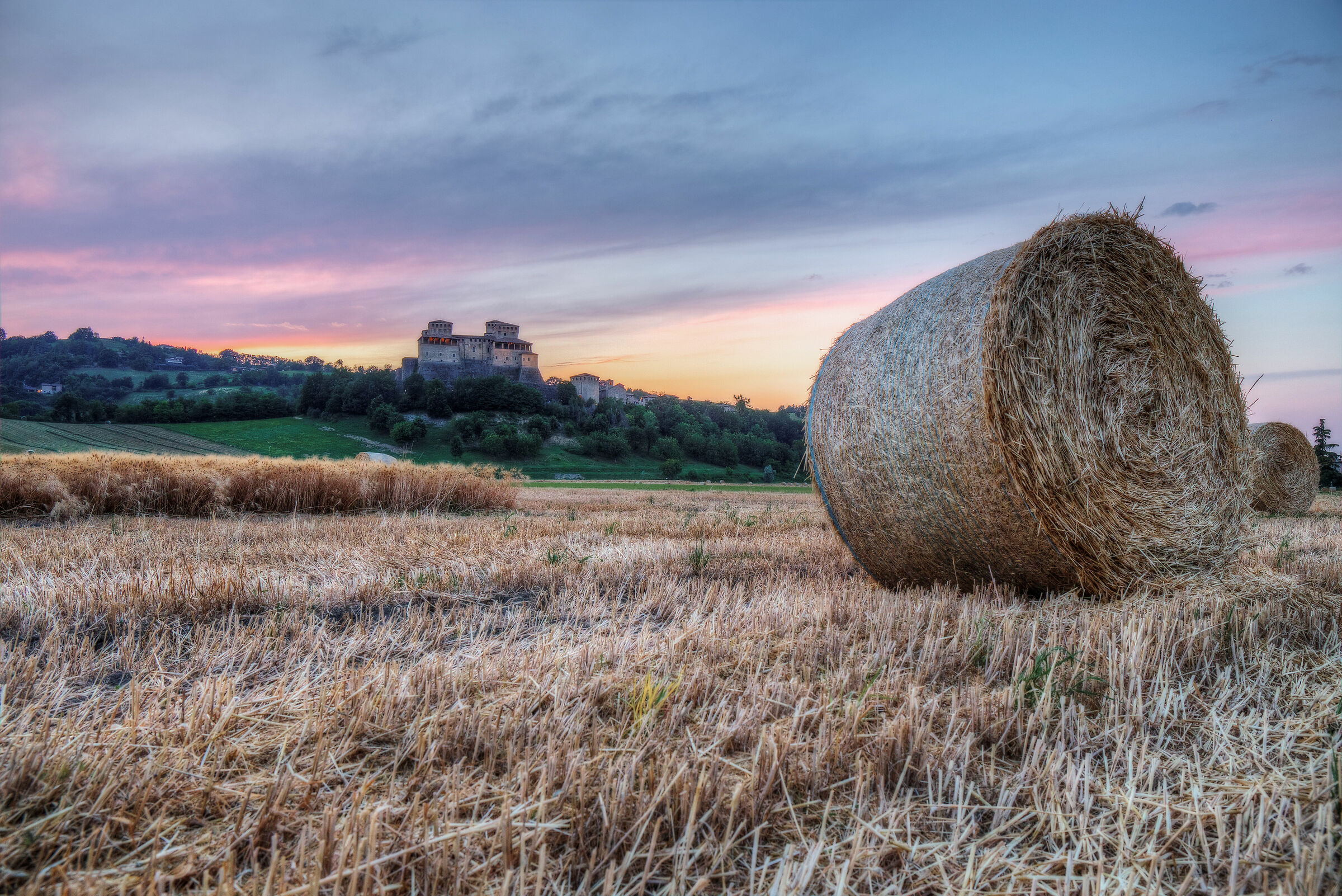 Torrechiara Castle at sunset