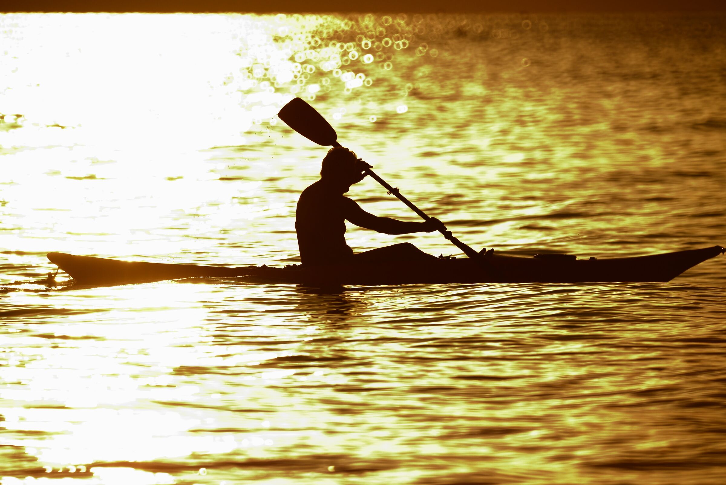 At dawn in a canoe