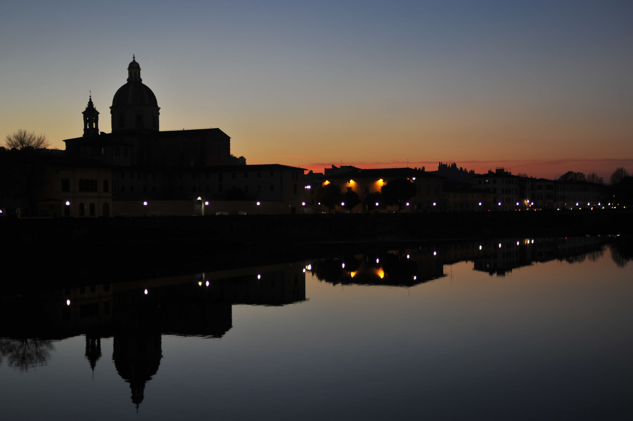 In winter, at dusk, the church of Cestello