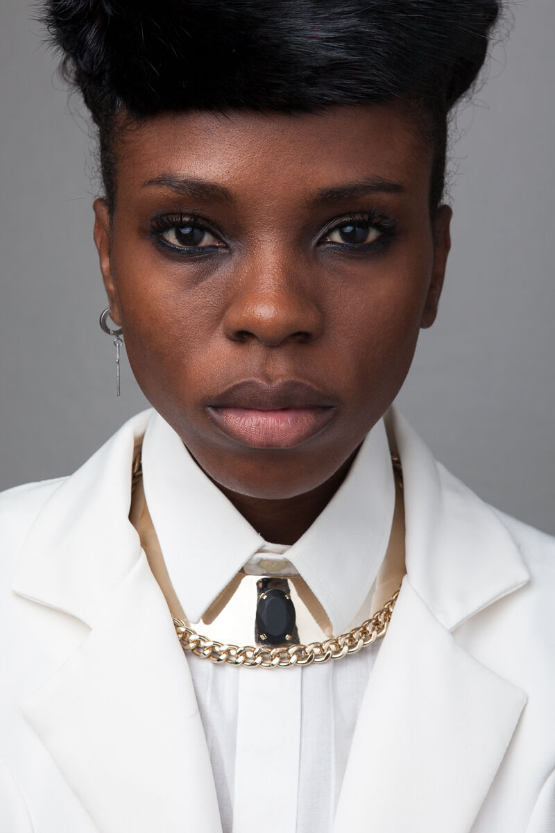 woman in black and white