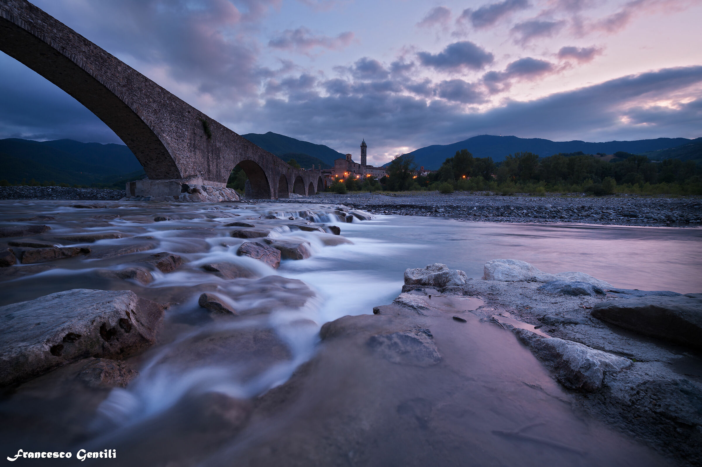 Bobbio at sunset