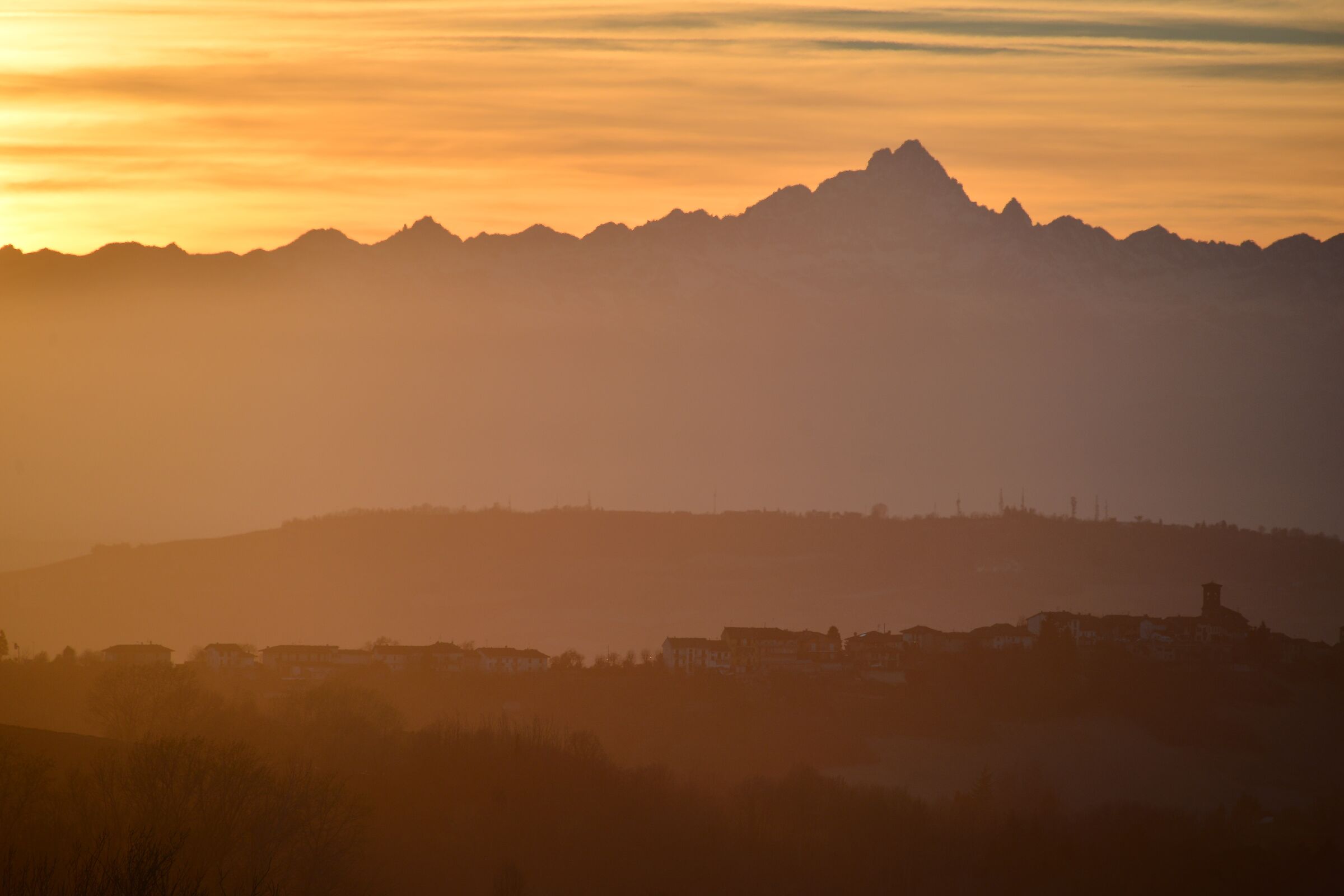 Sunset over Langhe and Monviso