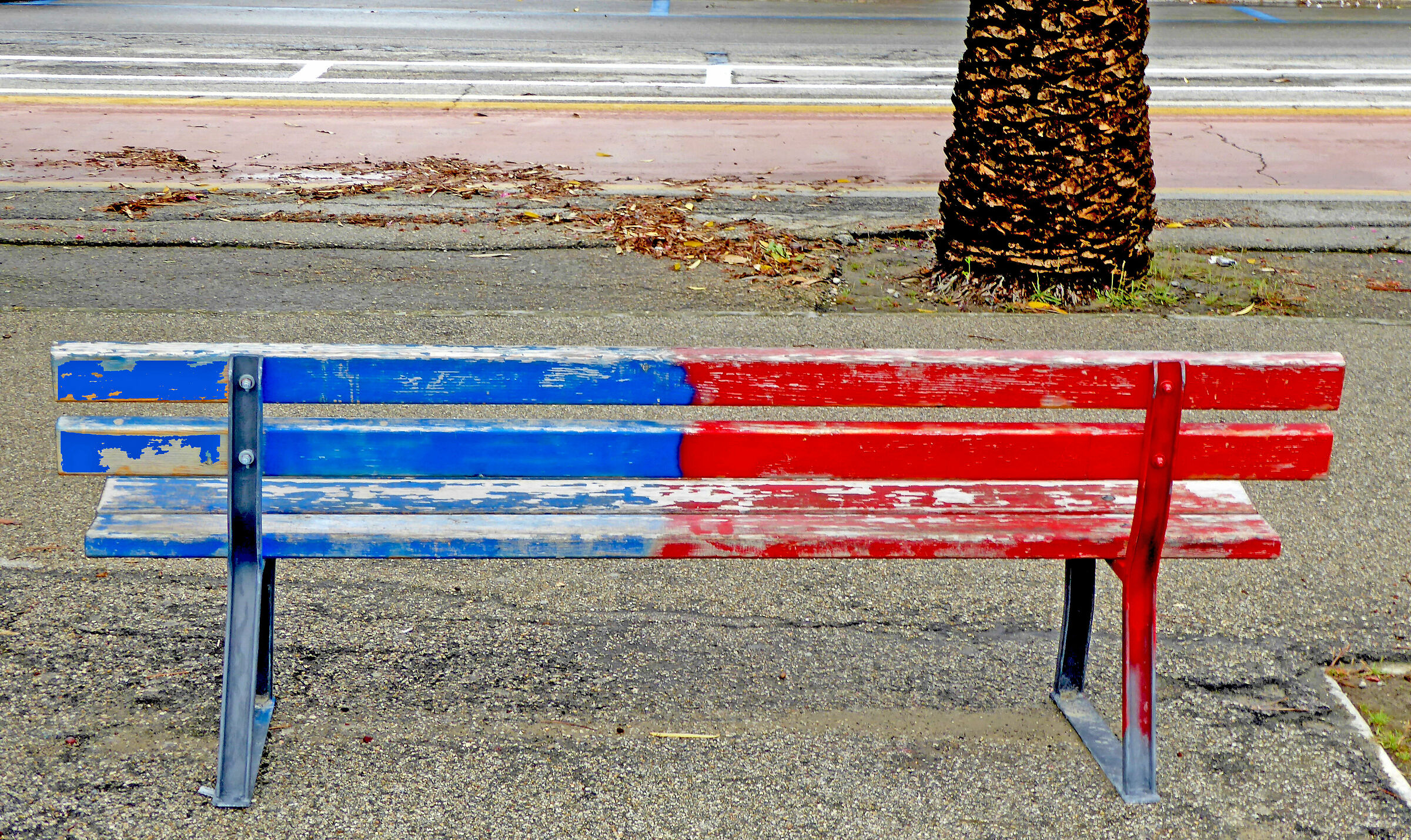 two-colored bench