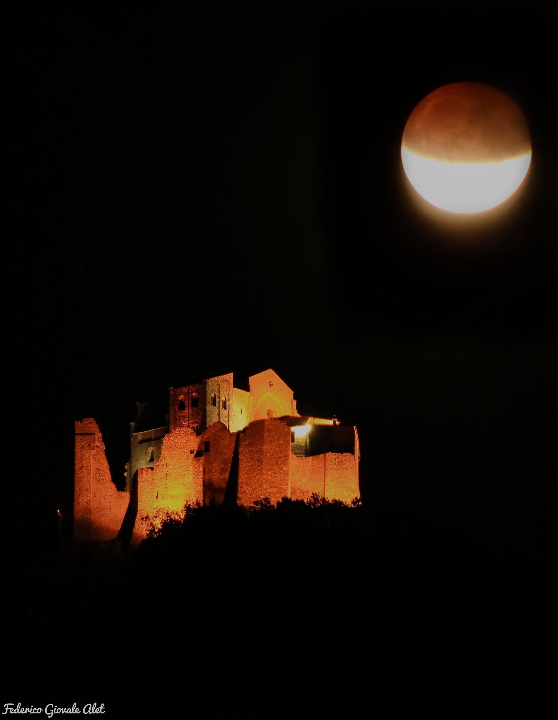 Partial lunar eclipse on the Sacred