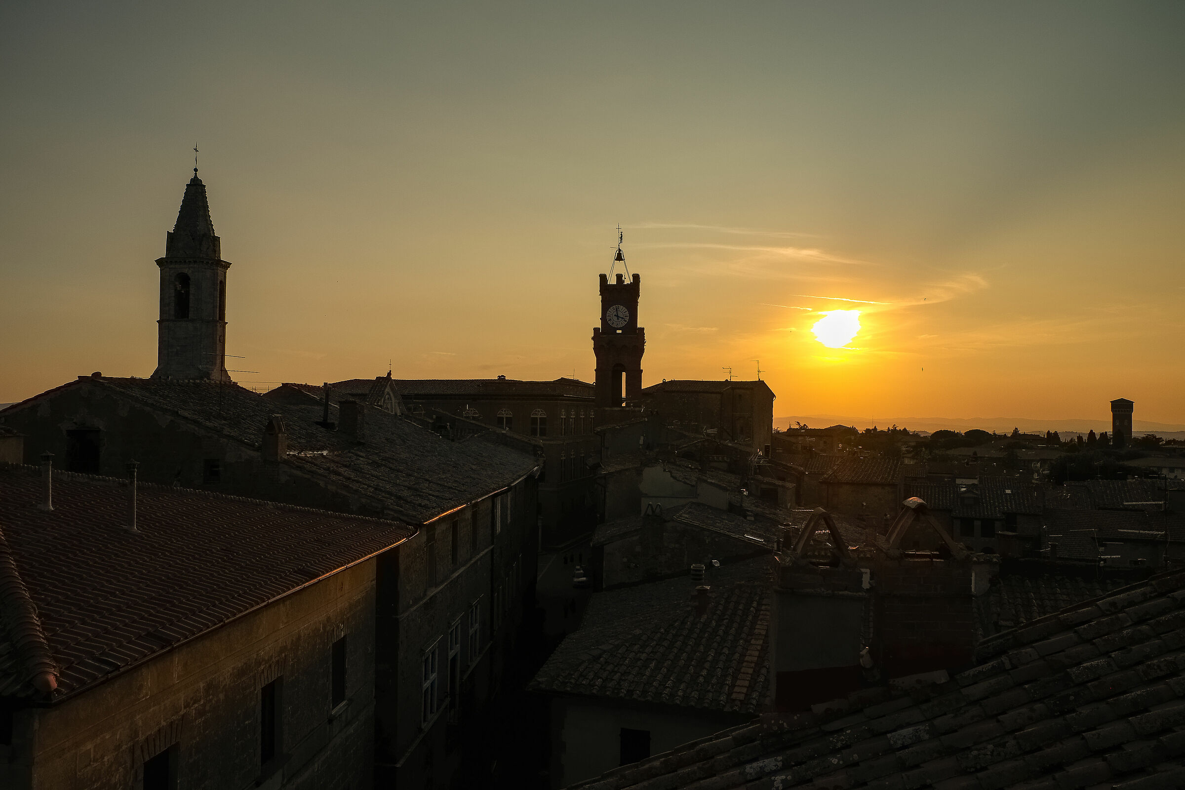 I tetti di Pienza al tramonto