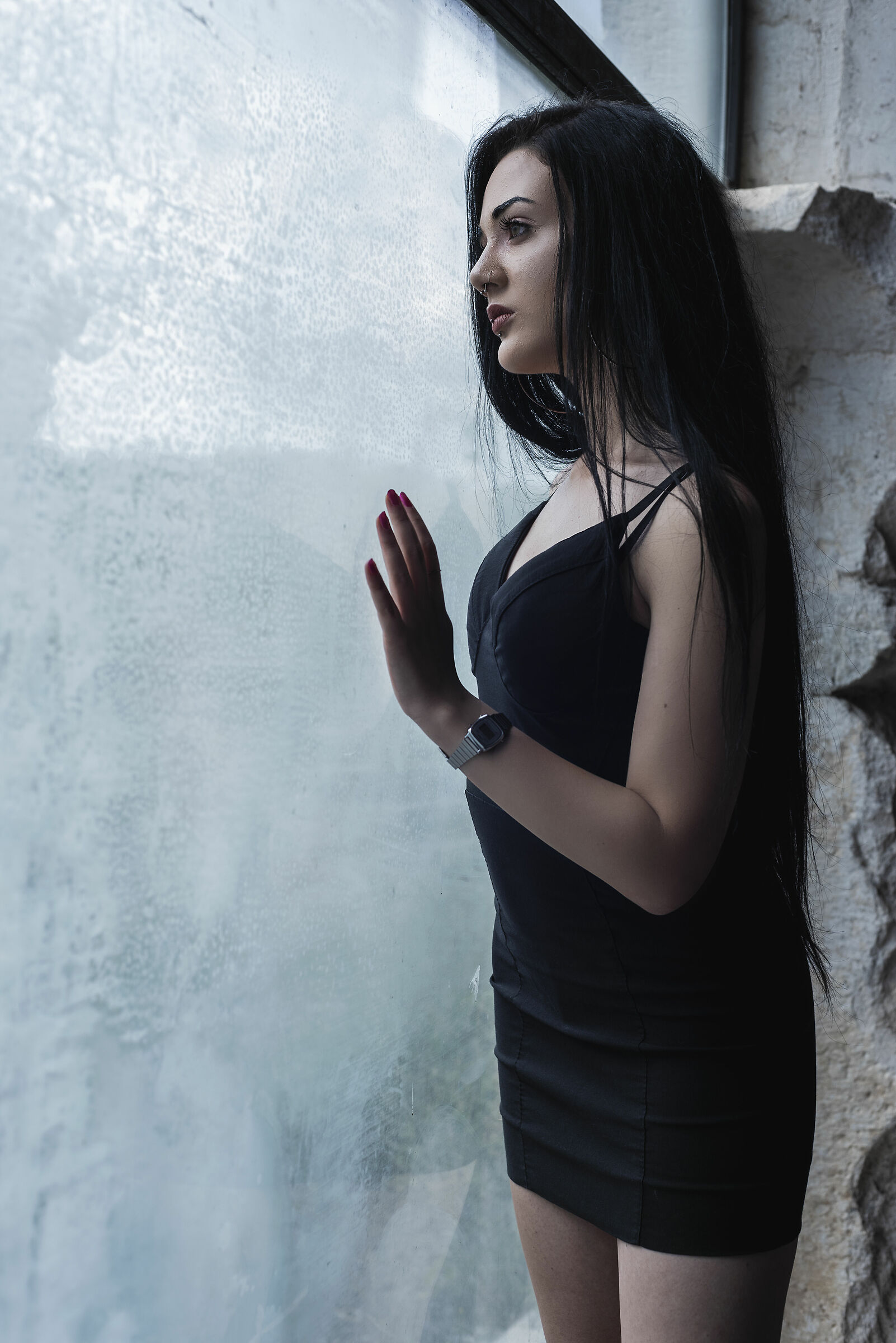 Monica on the window