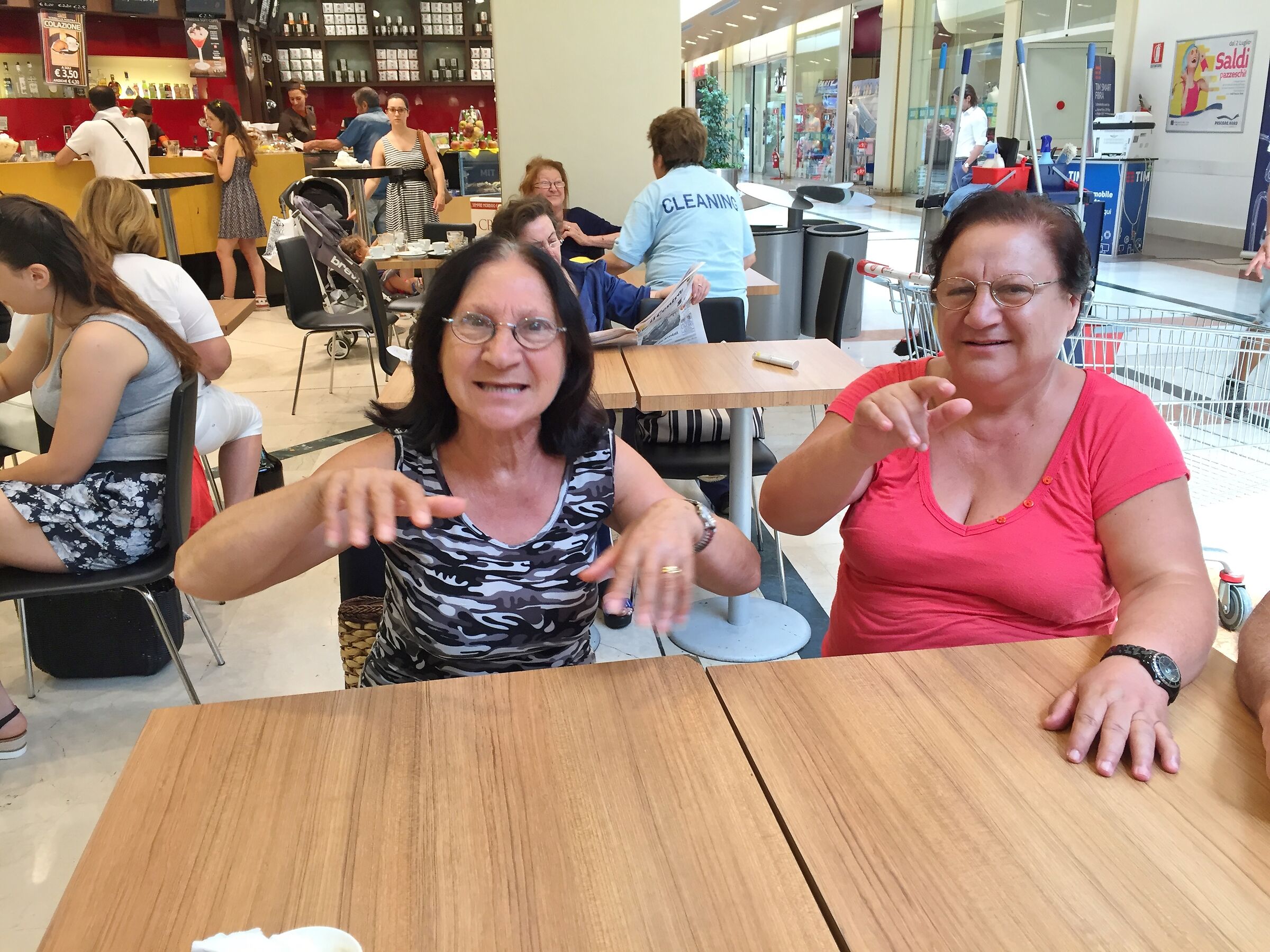 Talking to deaf-mute friends.