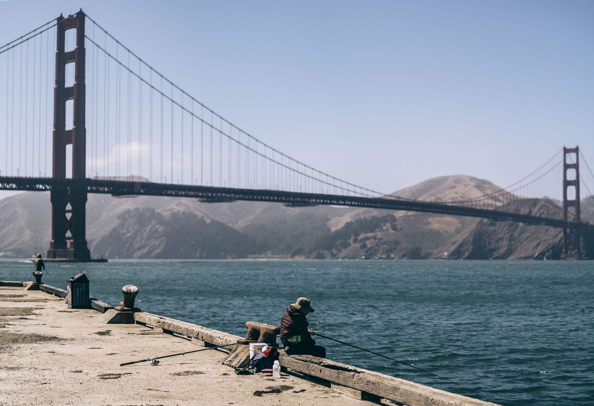 Fisherman at golden gate bridge