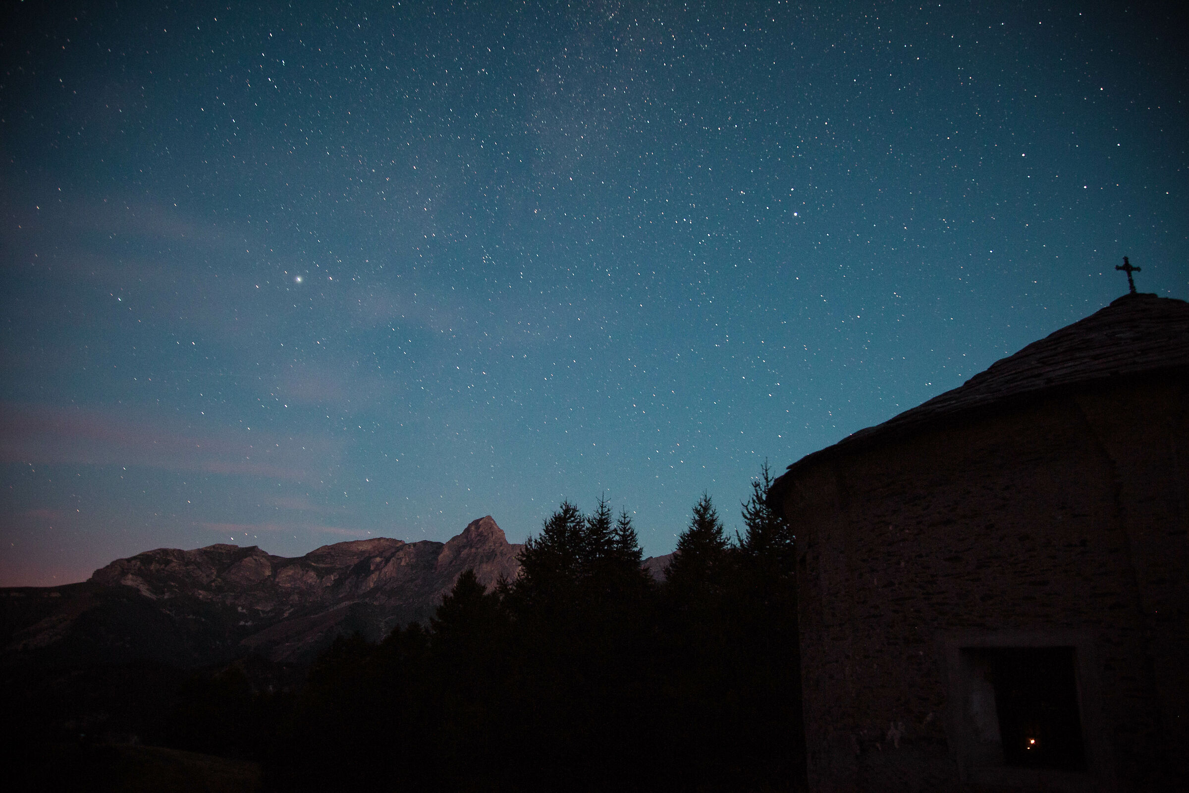 Stars in the blue hour