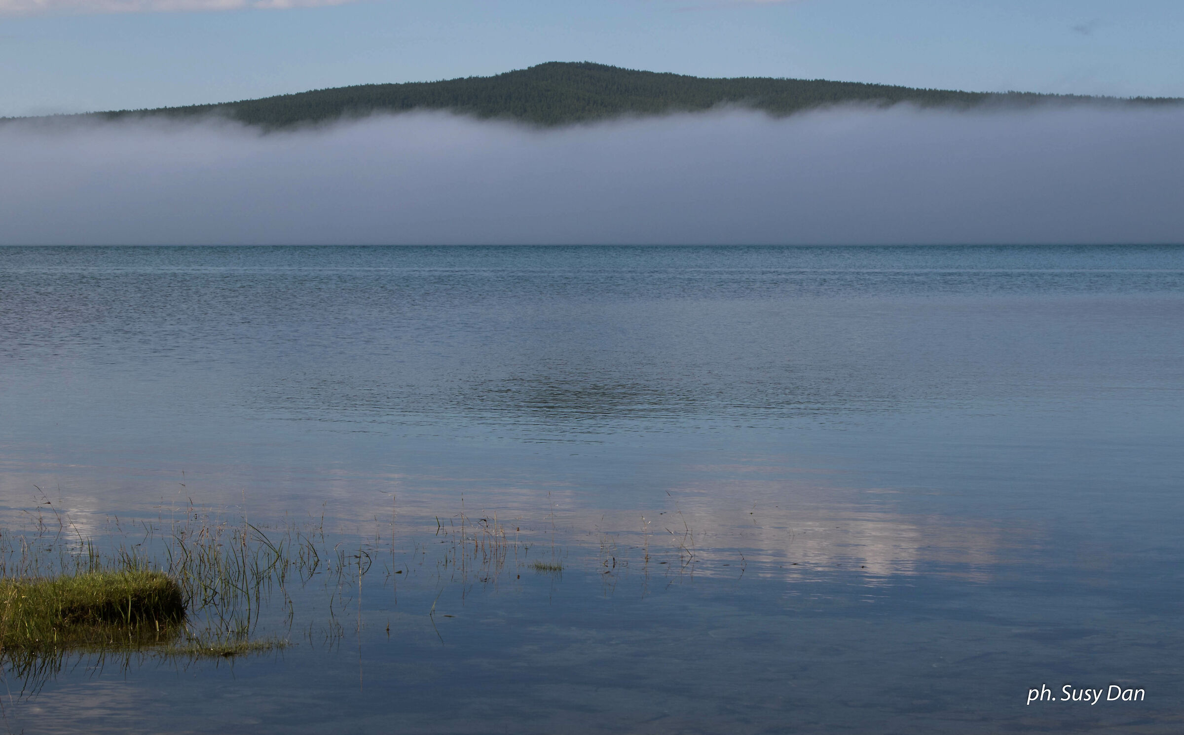 The fog rises over Lake Khuvsgul