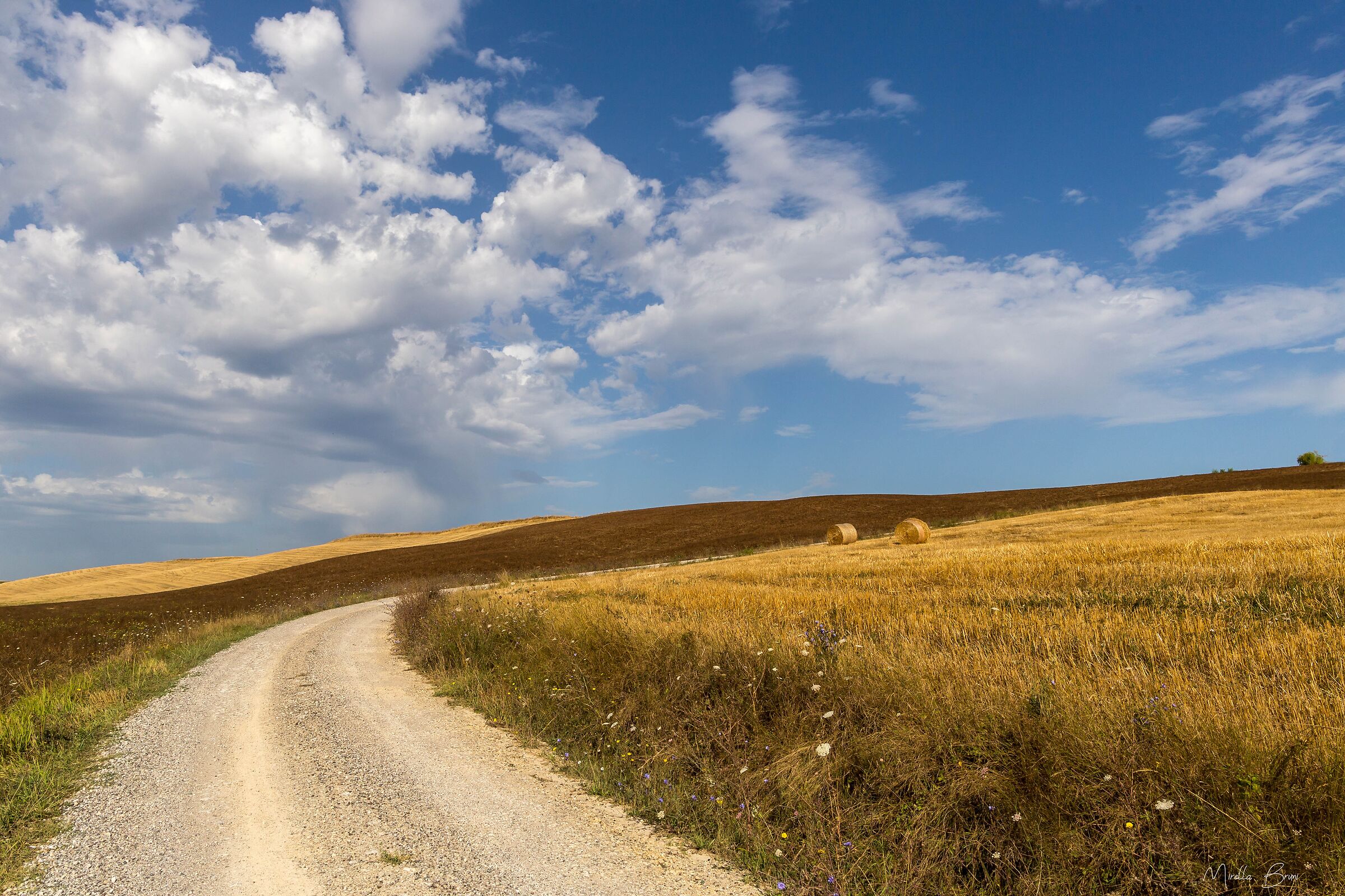 Strada bianca e nuvole