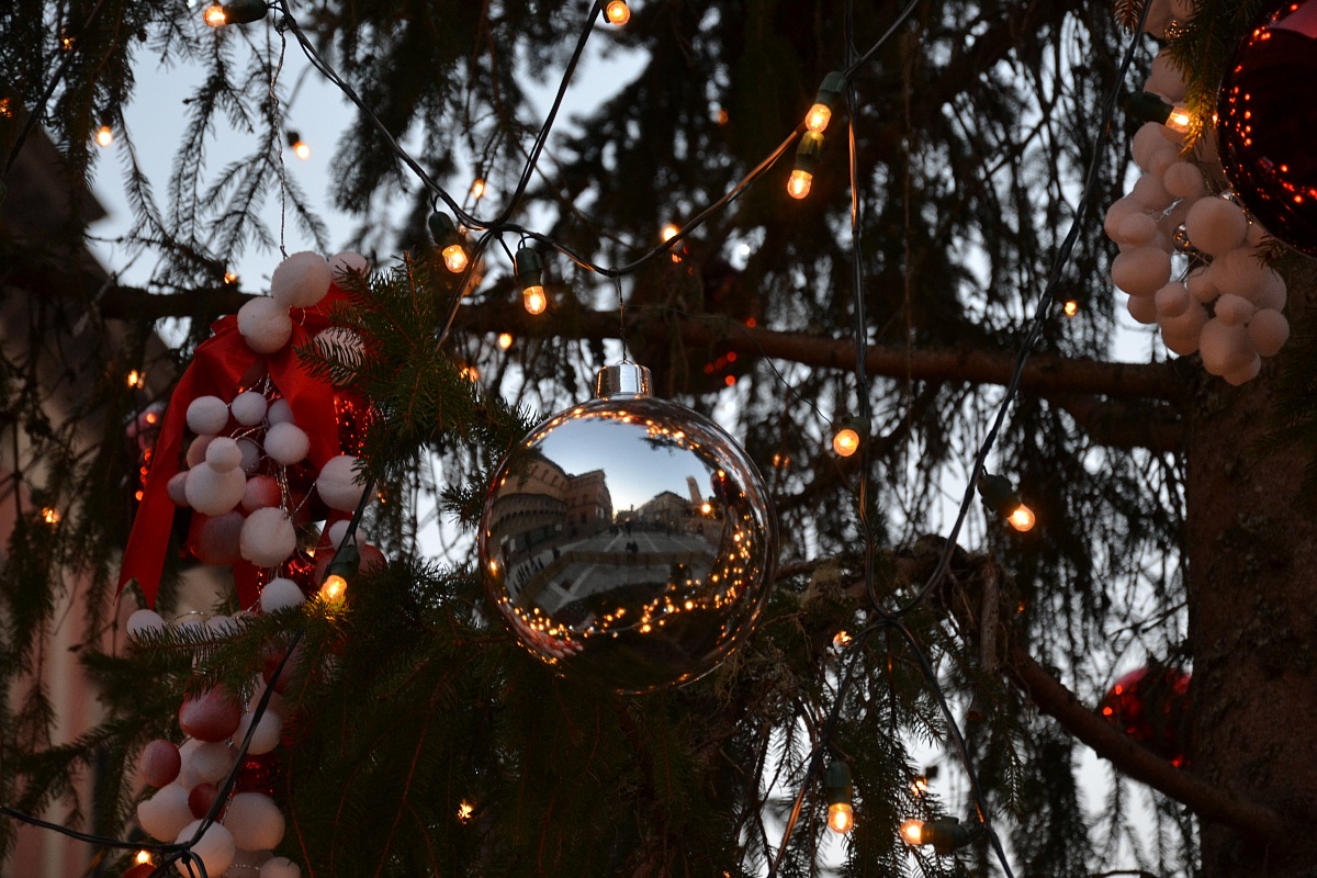 The city in Christmas ball