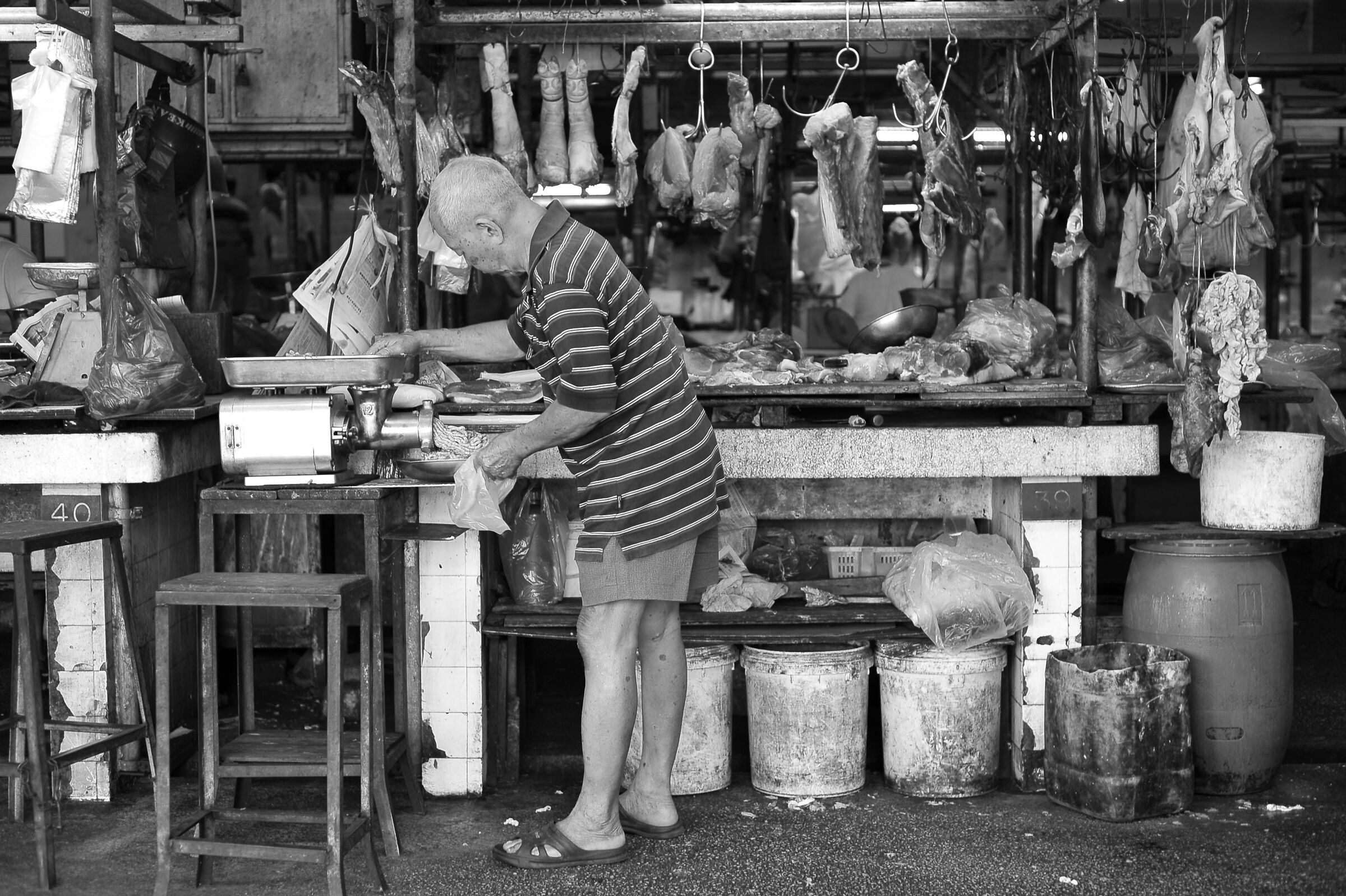 A butcher at work