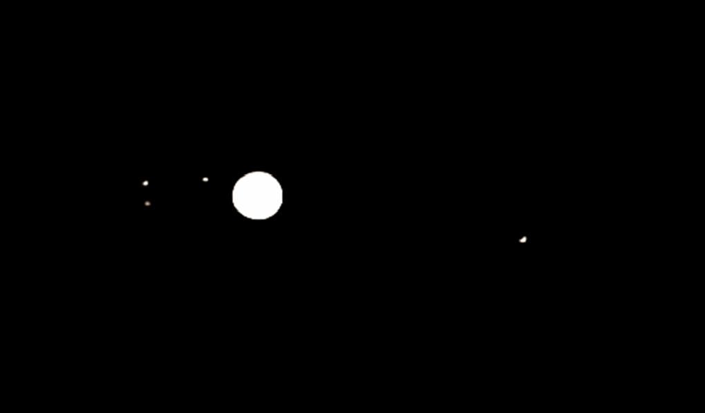 Jupiter and 4 of its moons