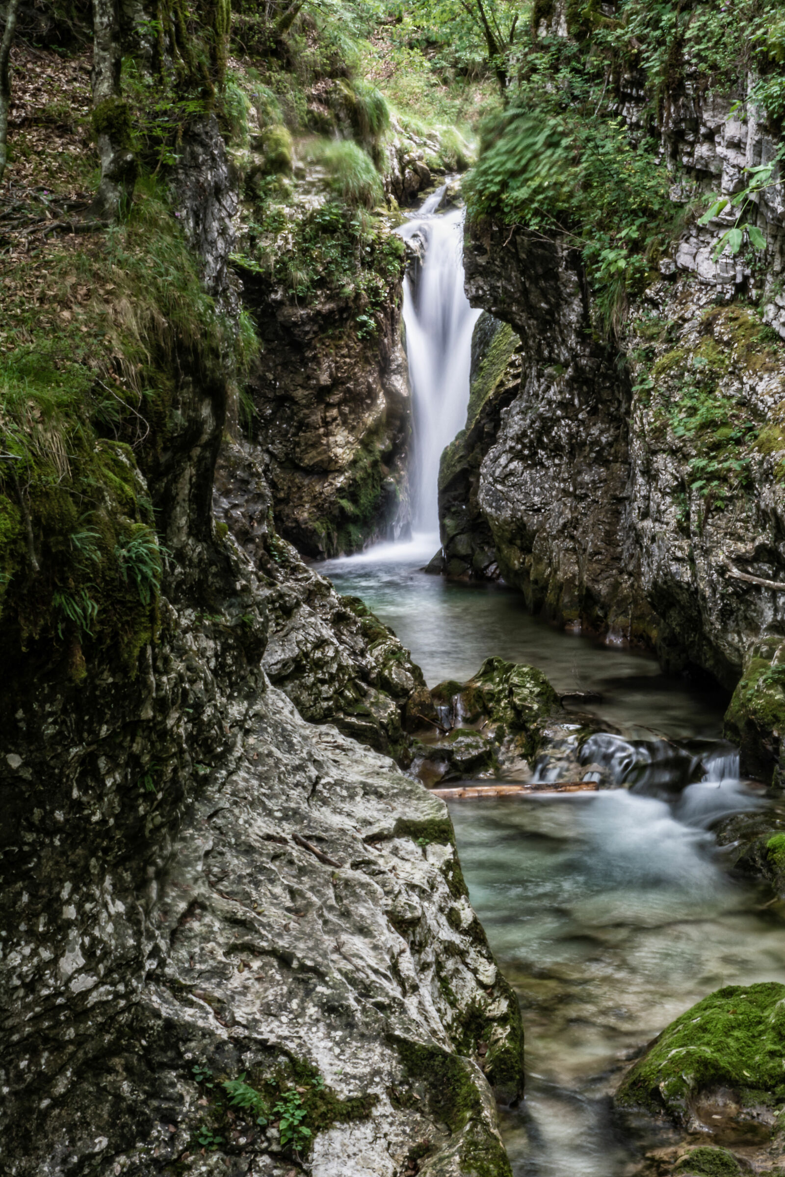 the slow flow of water