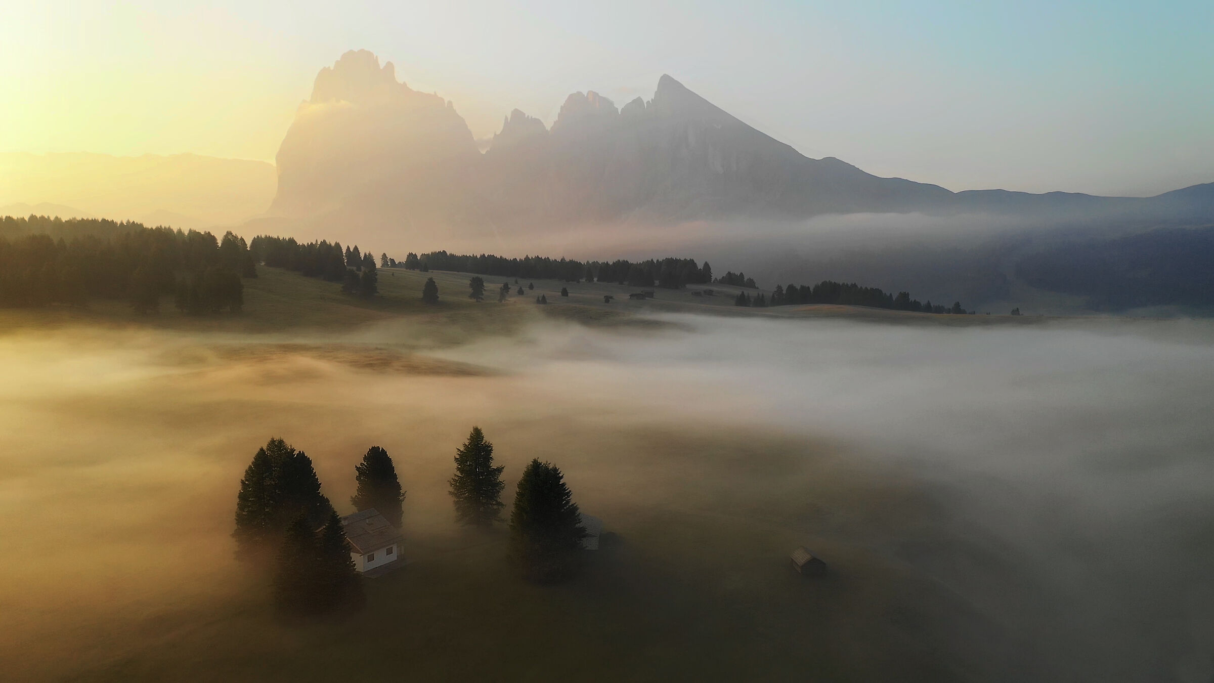 Veduta aerea di Seiser Alm scattata con DJI Mavic