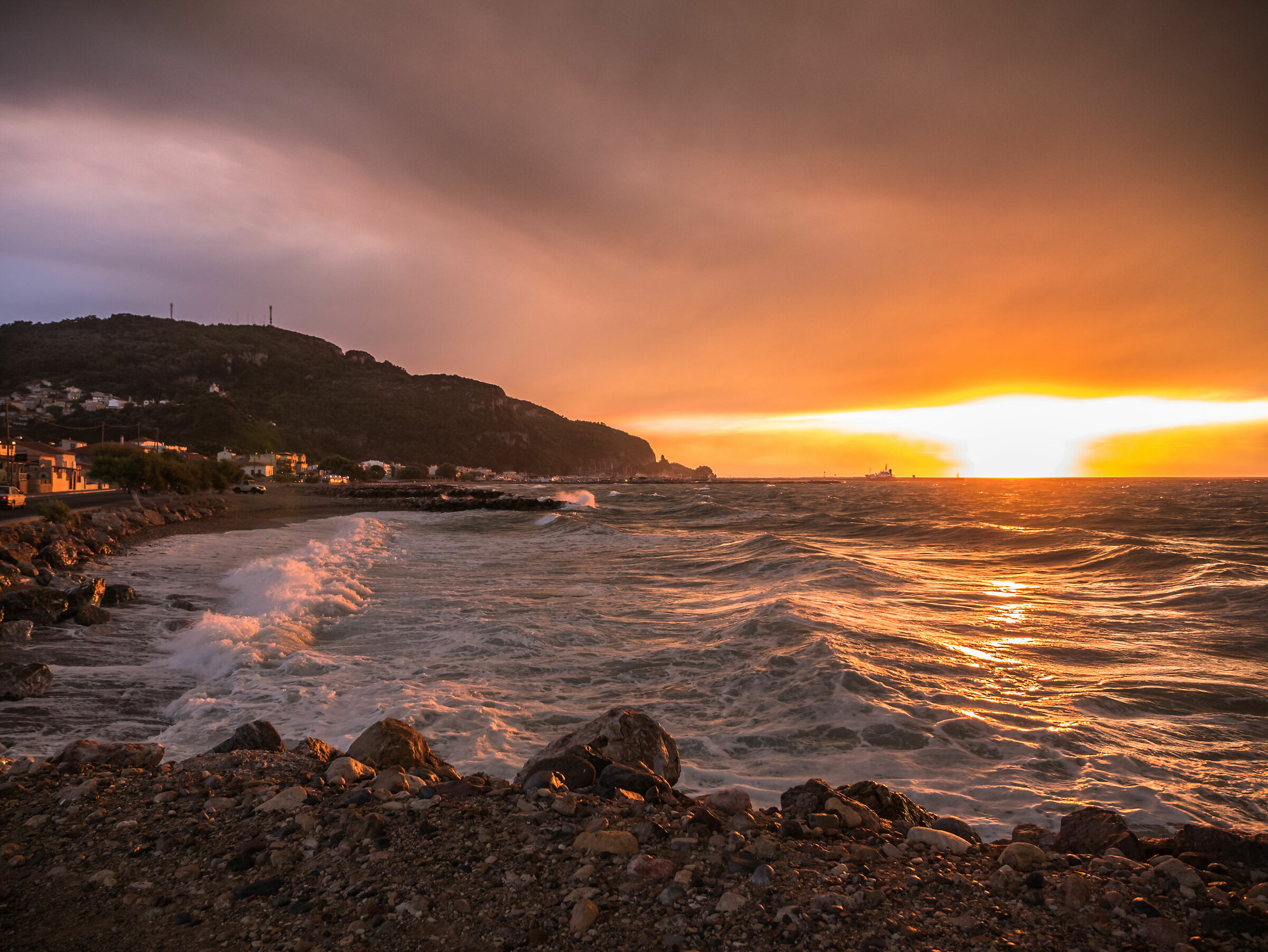 Sunset -Karlovasi Samos (Greece) fire clouds