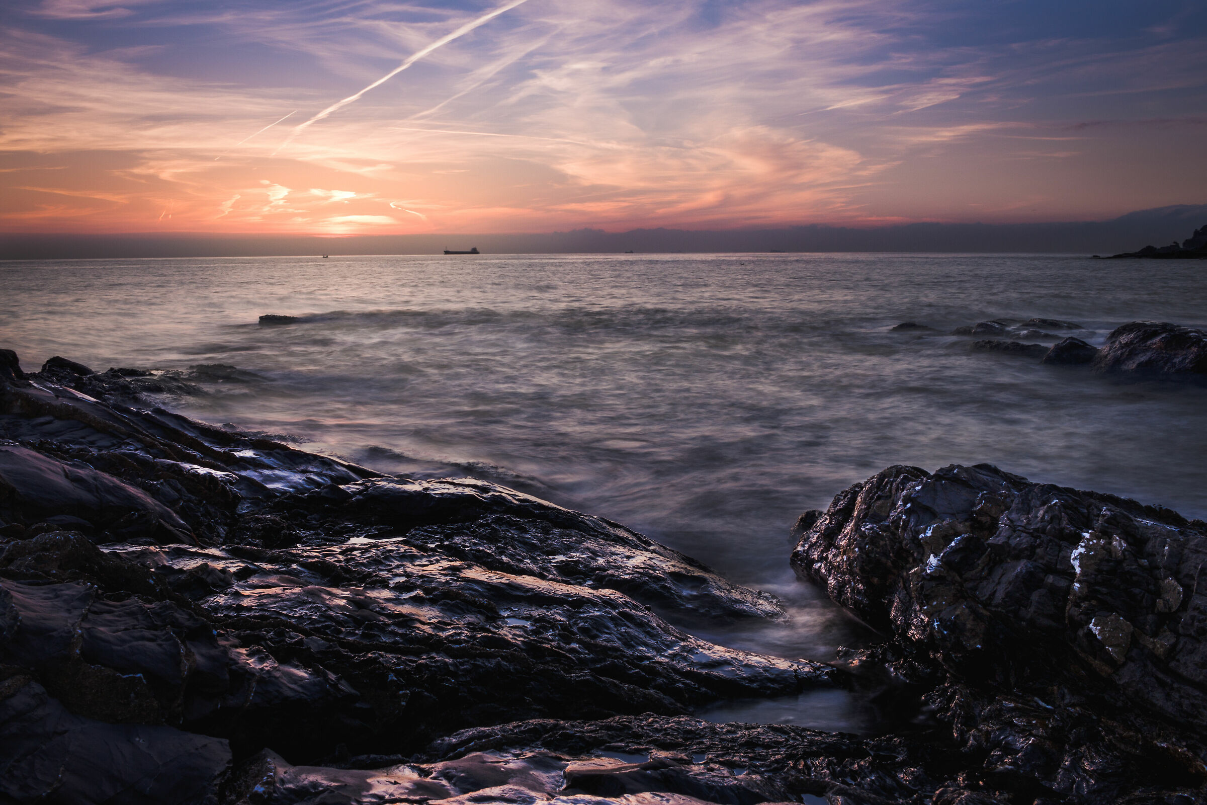 Winter sunset in Bogliasco