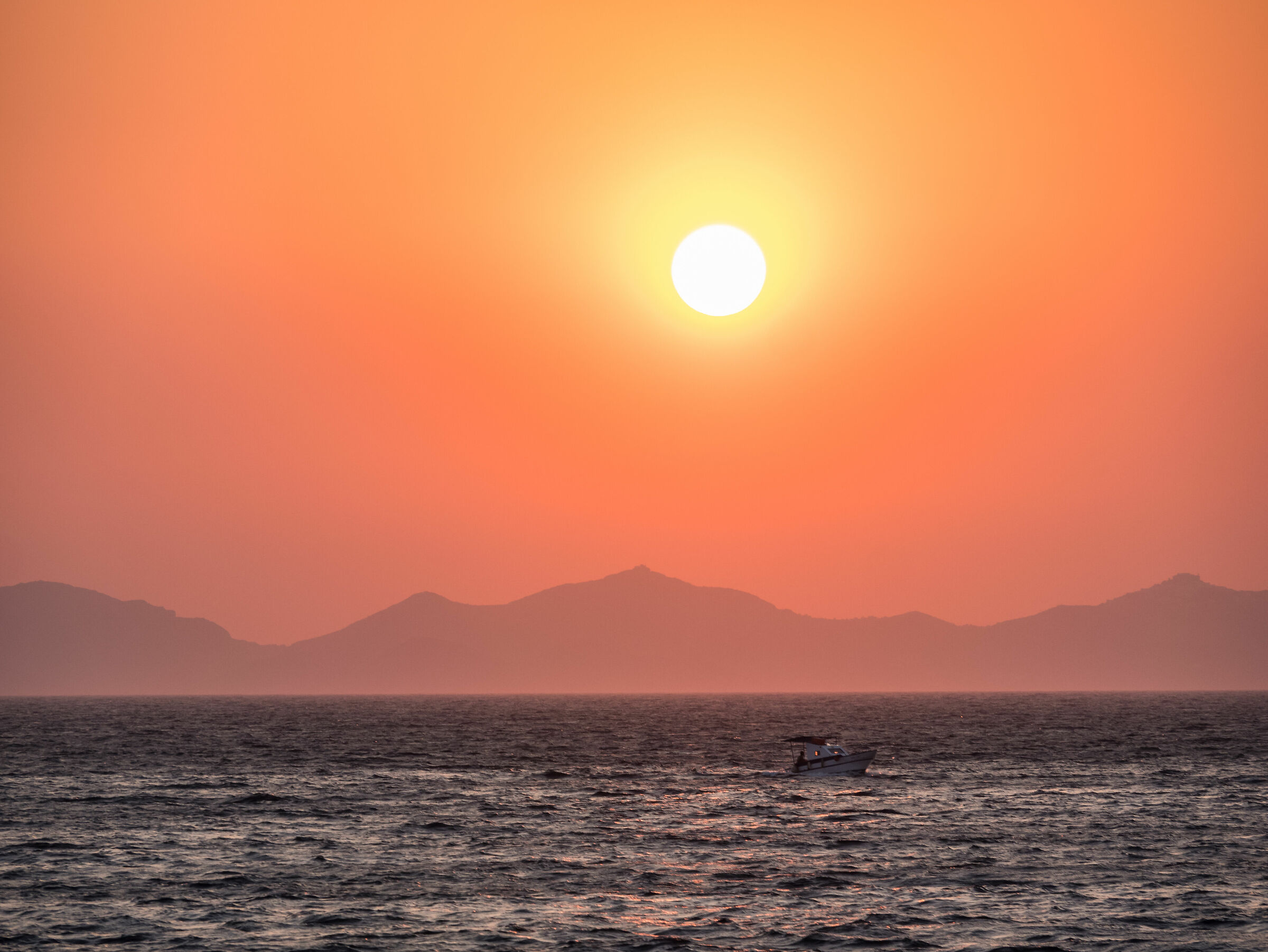 Sunset from the ferry - Greece