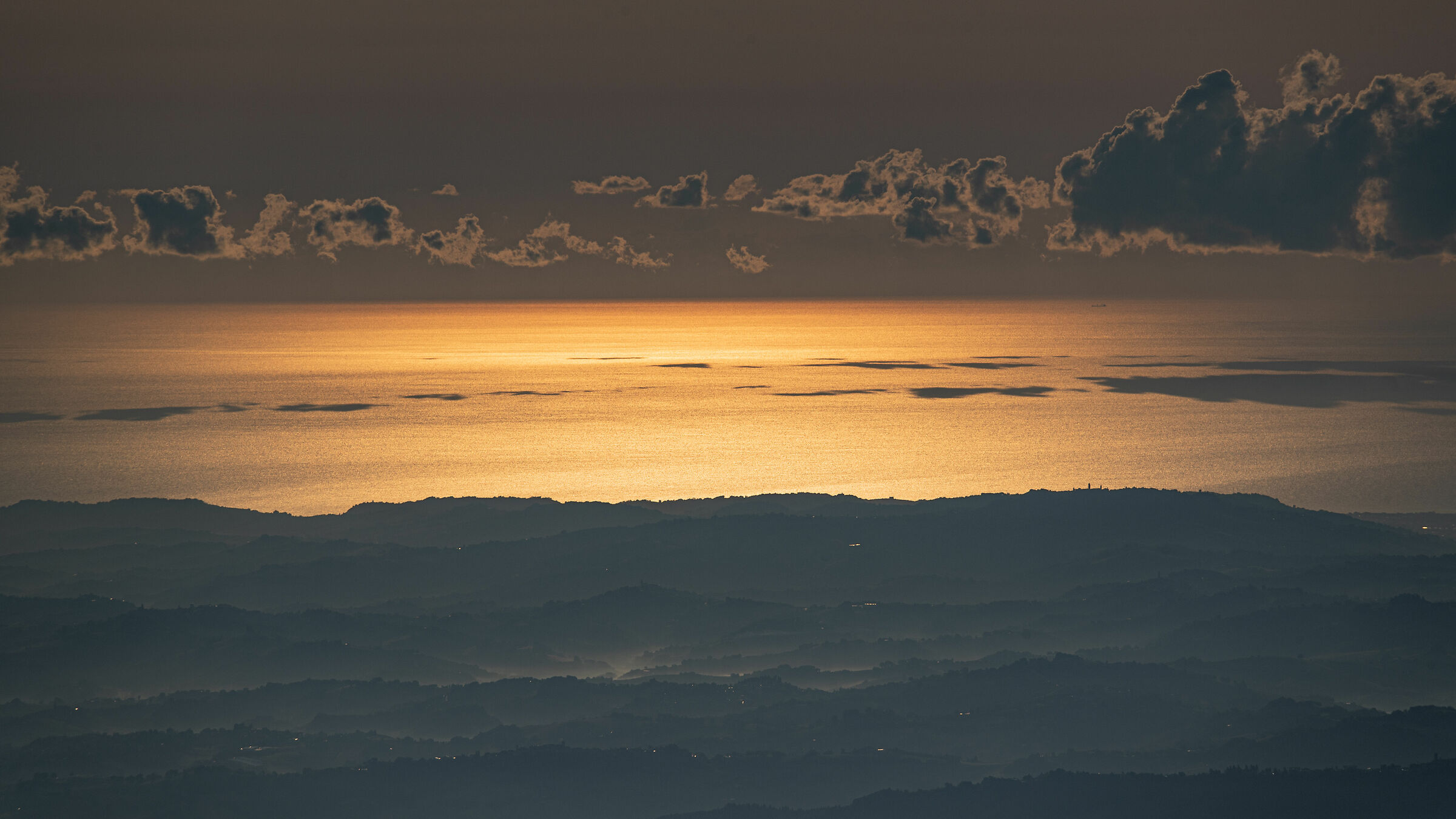 The sea on fire from Pizzo Three Bishops - Sibillini
