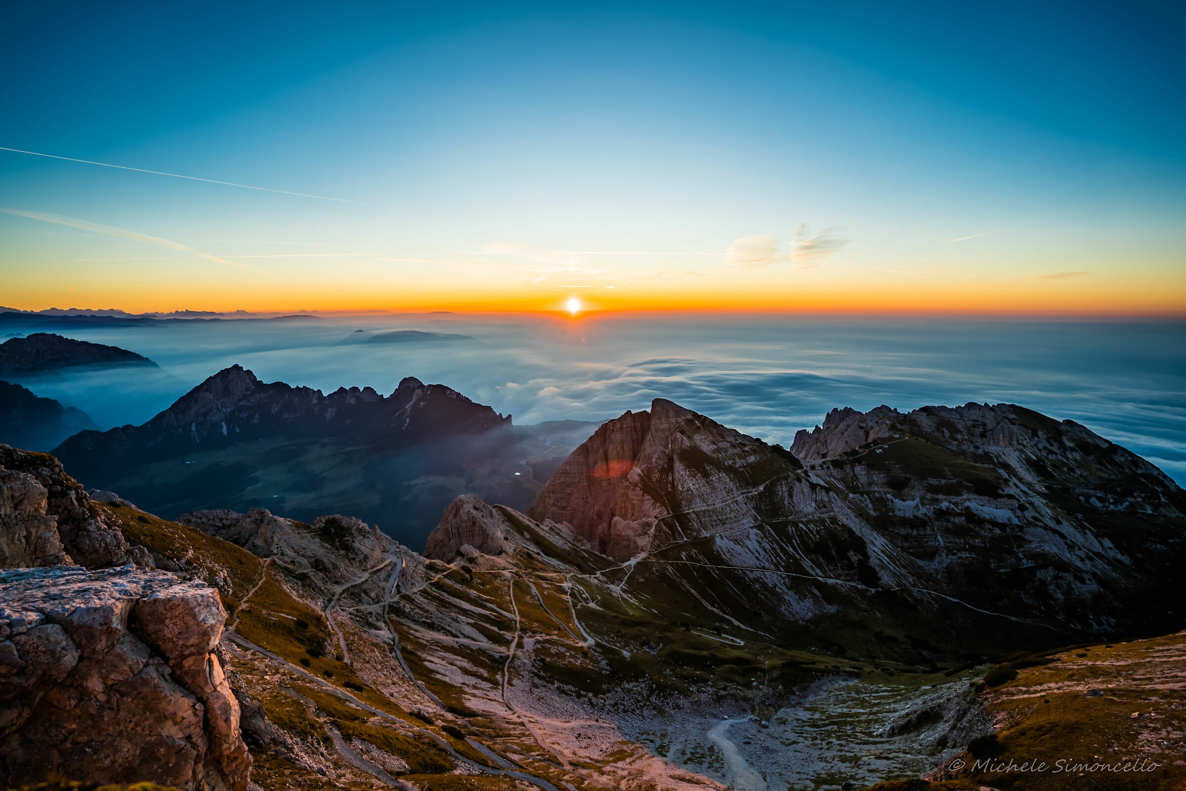 sunrise on Cima Carega 2259 meters above the clock