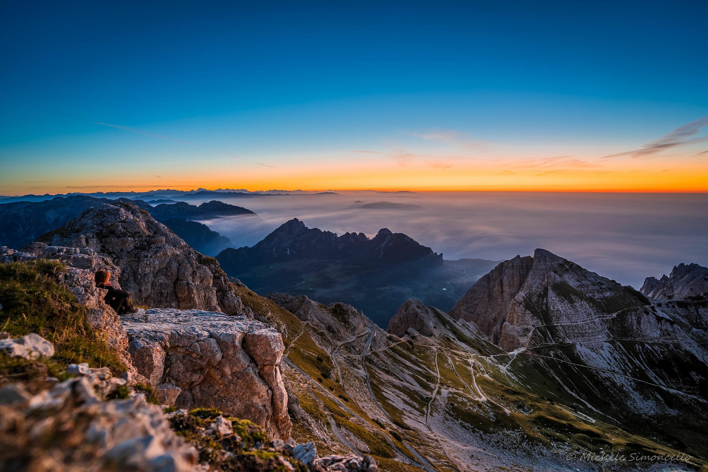 sunrise on Cima Carega 2259 meters above the clock