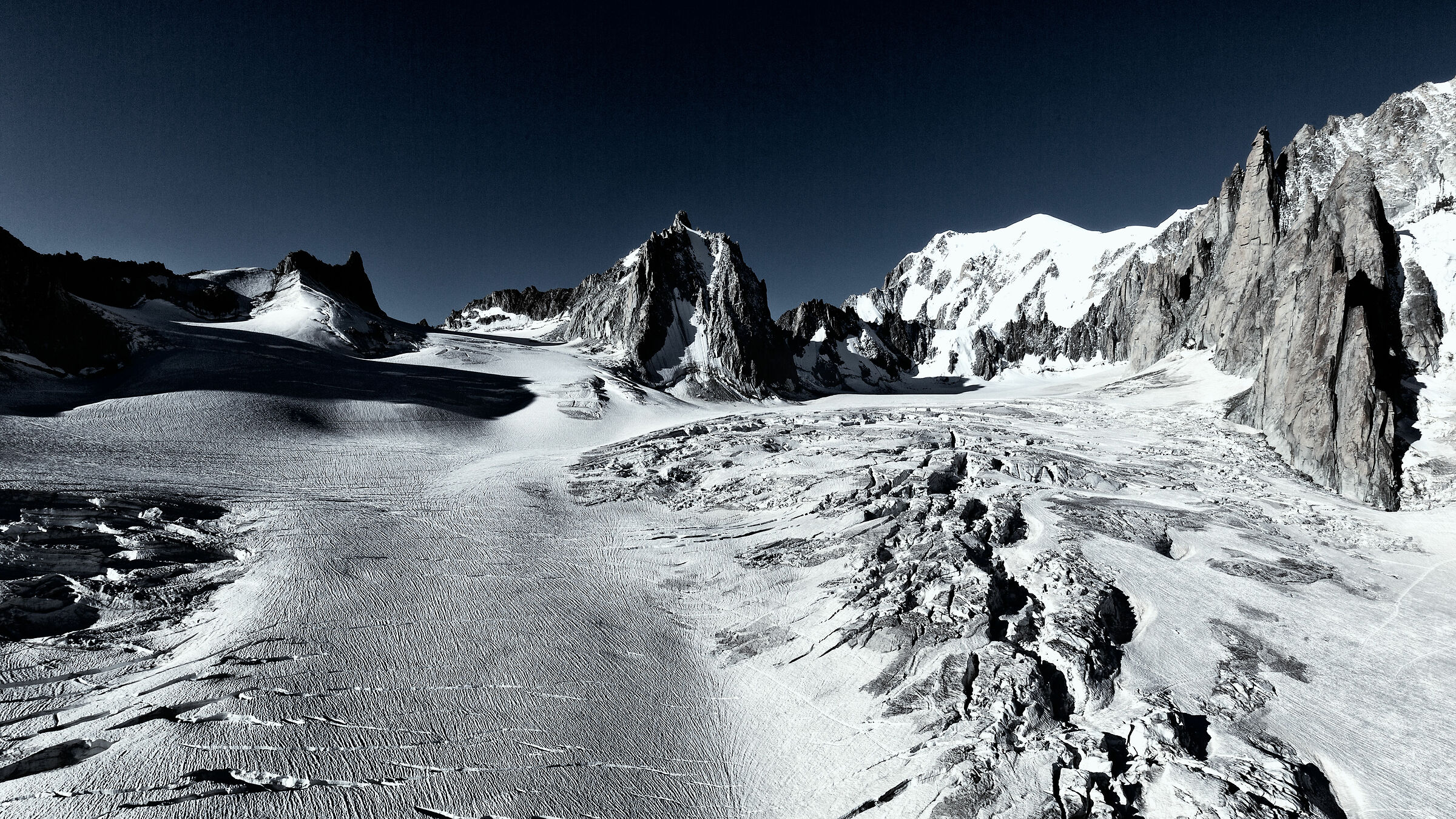 Crossing the Valleé Blanche