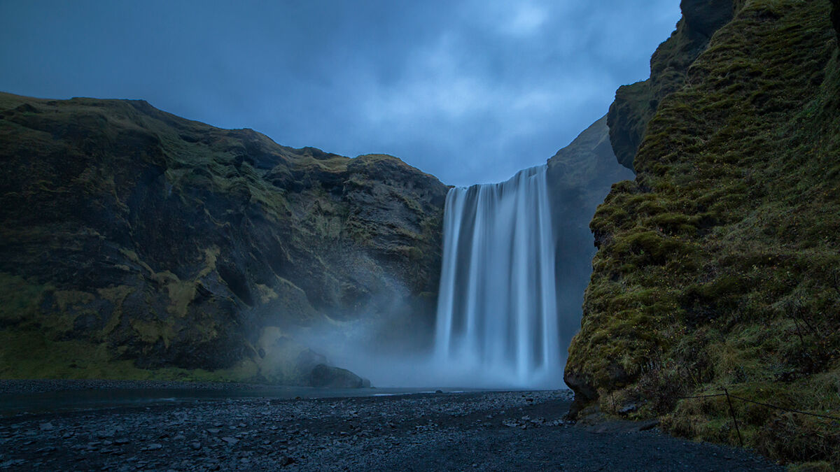 Skógafoss ora blu