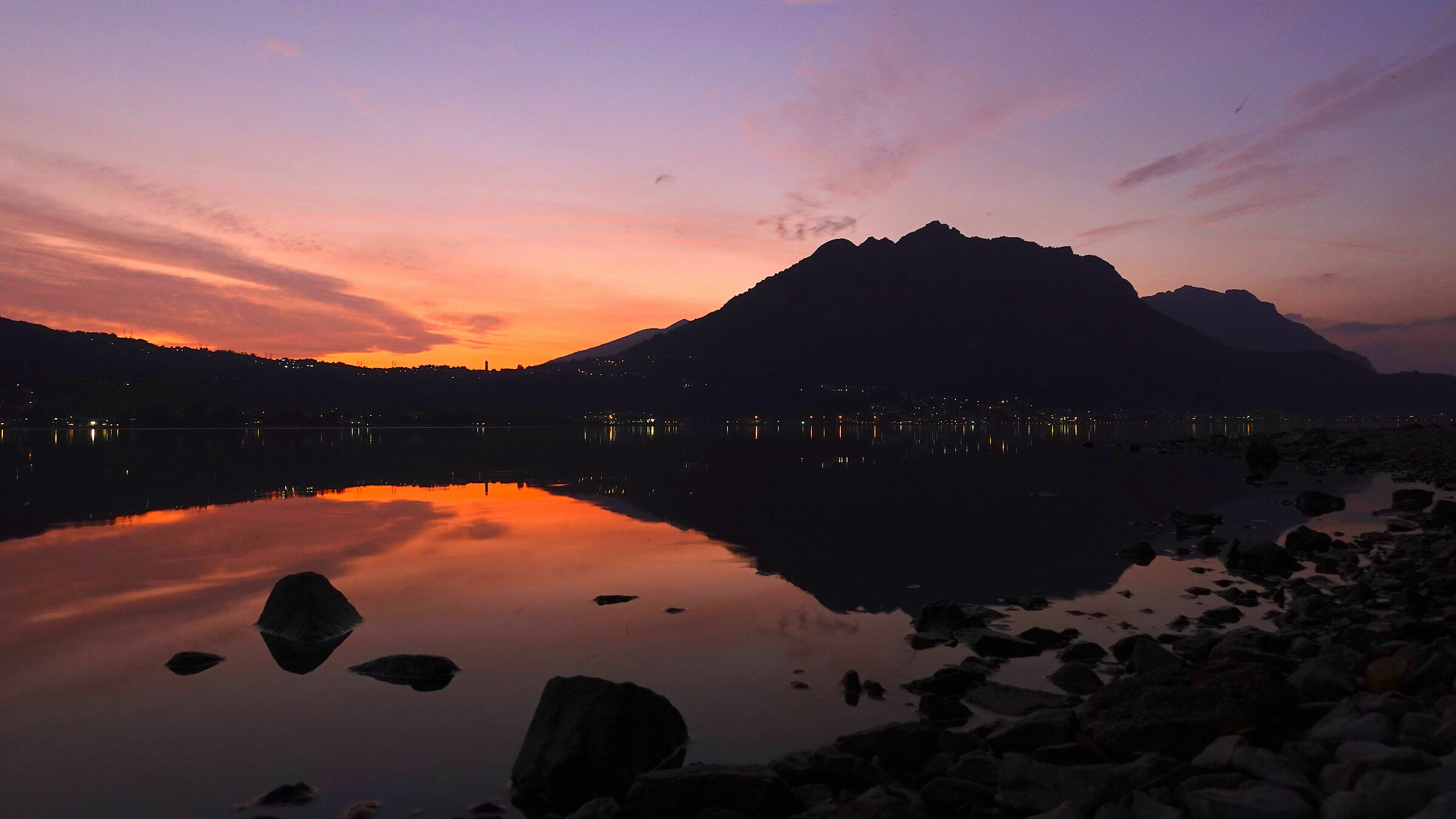 Autumn sunset over Lake Garlate