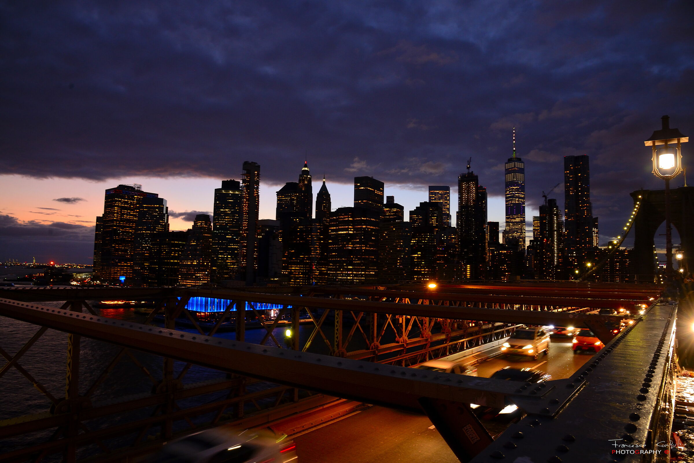 Tramonto a Manhattan dal ponte di Brooklyn