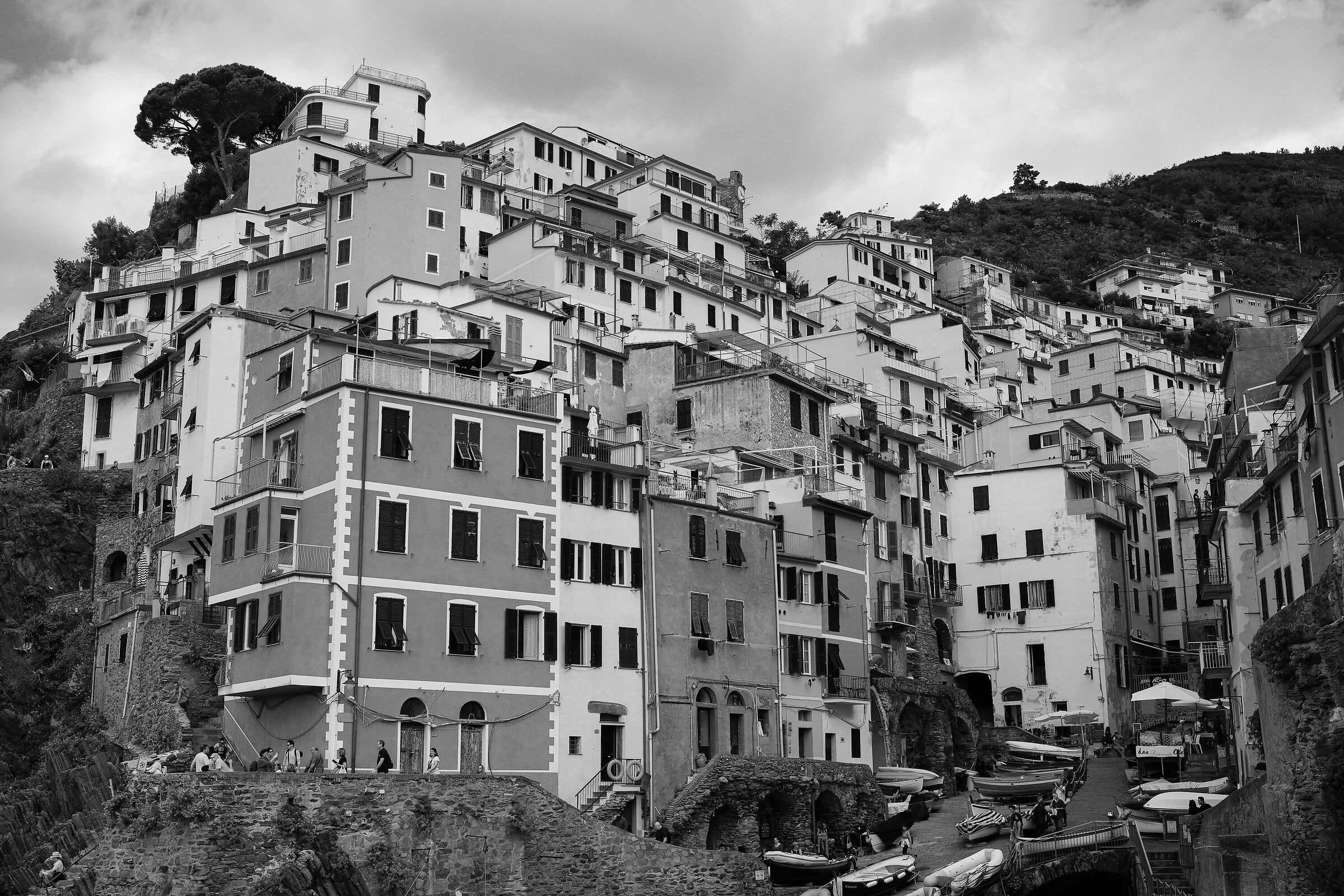 Riomaggiore, bianco e nero.