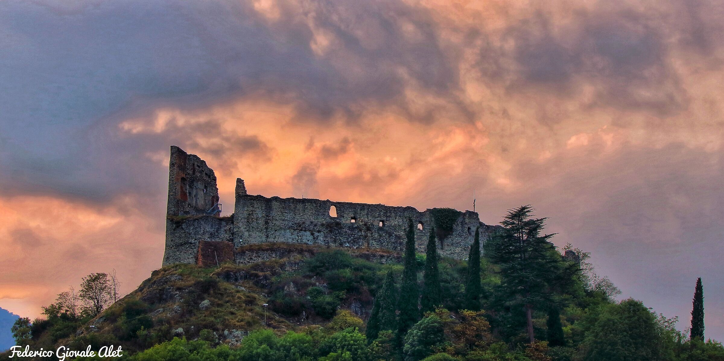 Avigliana Castle at sunset